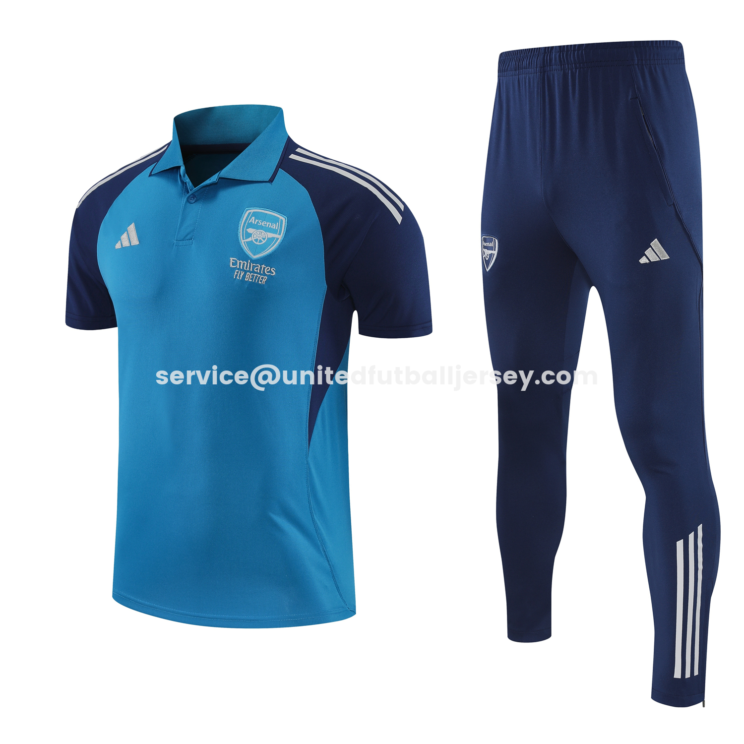 unitedfutballjersey-Arsenal 25-26 POLO Short-Sleeve Training Set - Royal Blue Top and Deep Blue Pants
