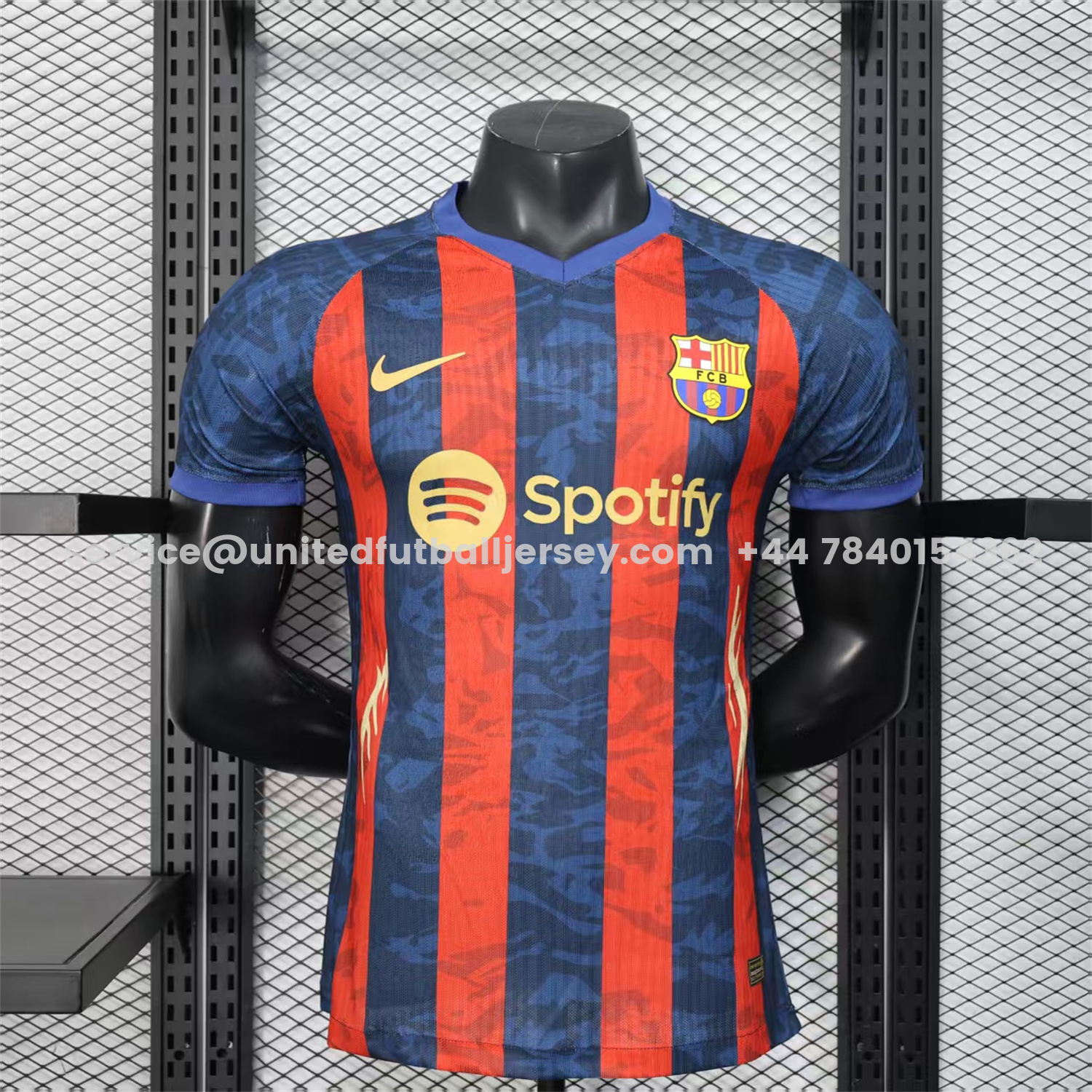 unitedfutballjersey-Barcelona 25-26 Yellow Spotify Logo Red & Blue Lines Special Jersey - Player Version
