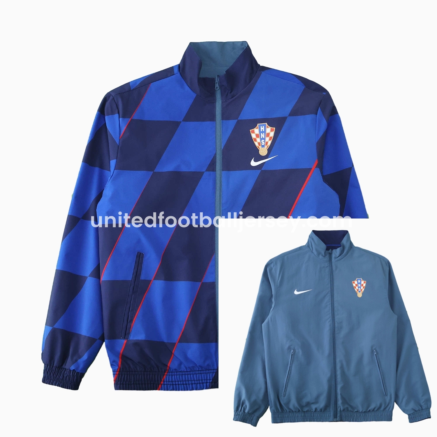 unitedfutballjersey-Croatia 24-25 Away Style Double Sided Reversible Windbreaker - Blue