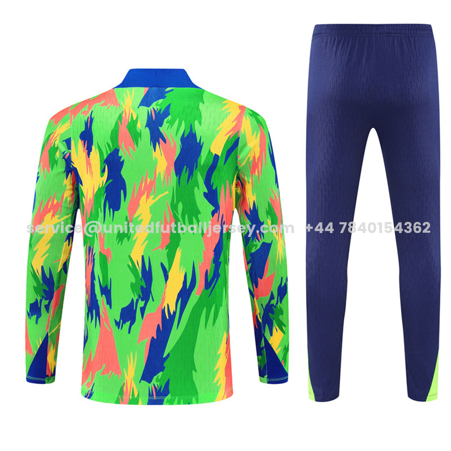 unitedfutballjersey-Brazil 25-26 Kids Long Sleeve Training Set - Colorful Camouflage Top & Royal Blue Pants