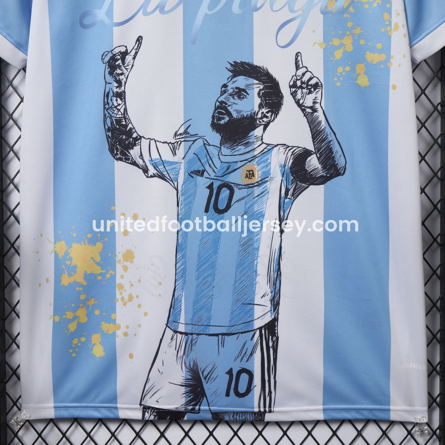 unitedfutballjersey-Argentina 25-26 50th Anniversary Messi Graffiti Special Jersey - Fans Version