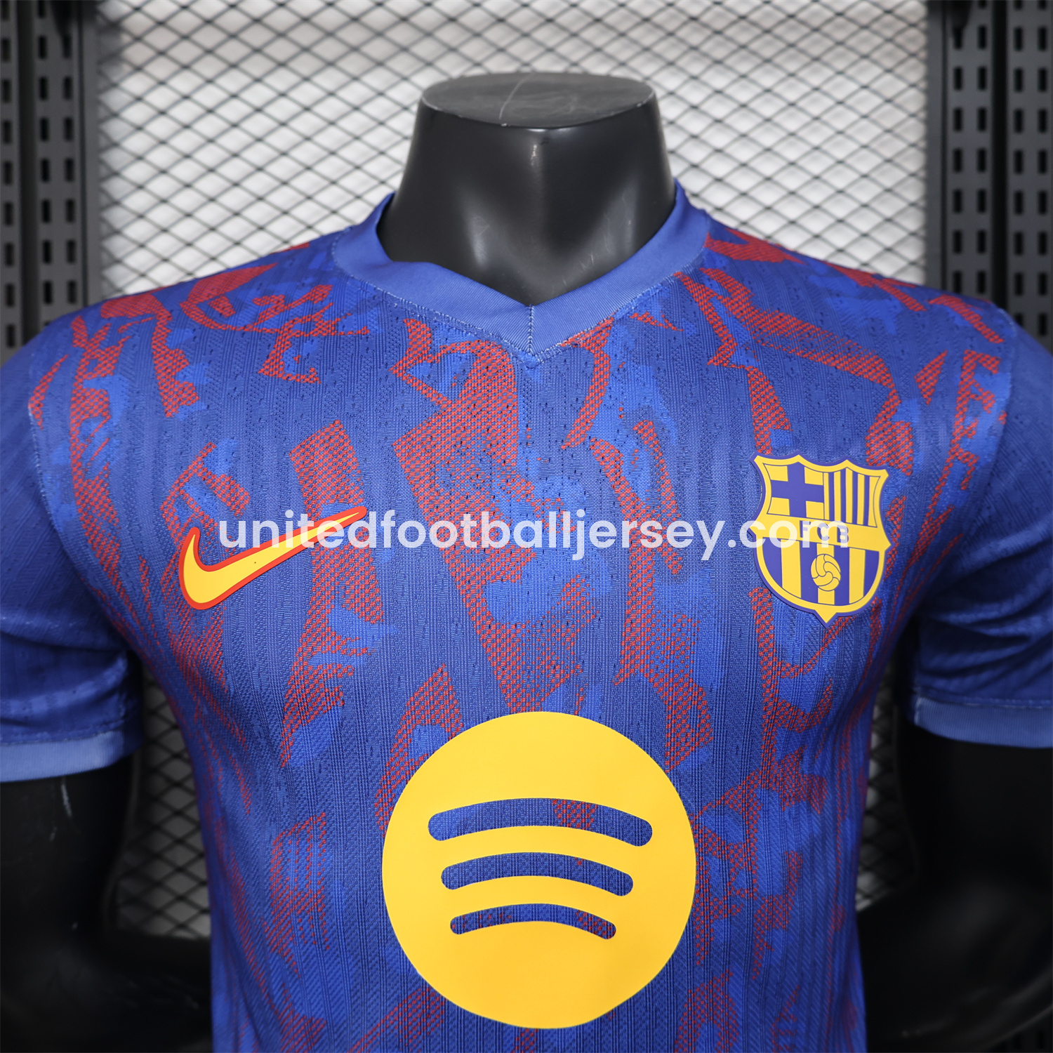 unitedfutballjersey-Barcelona 25-26 Blue Gradient and Red Shaped Pattern Pattern Jersey - Player Version