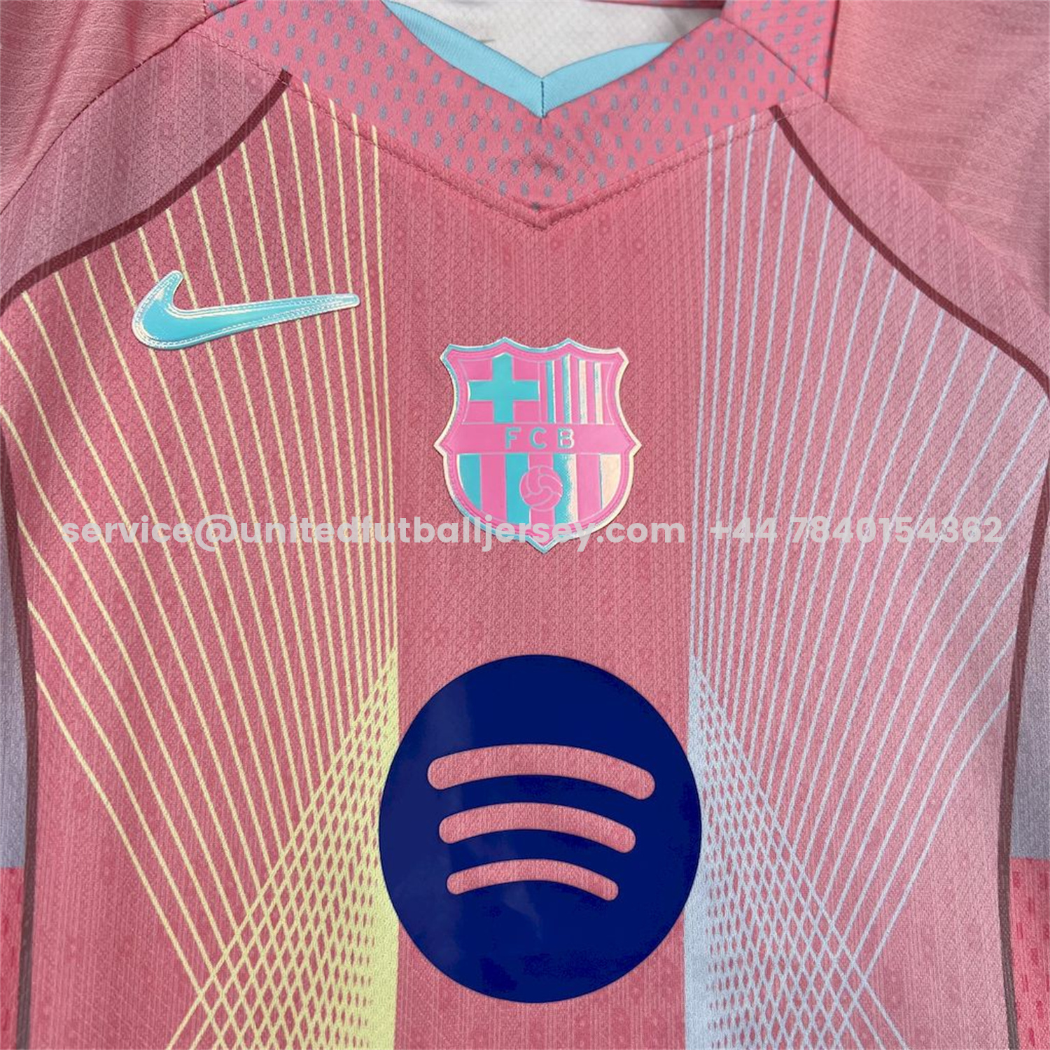 unitedfutballjersey-Barcelona 25-26 T90 White Lines Pink Gradient Special Kids Kit