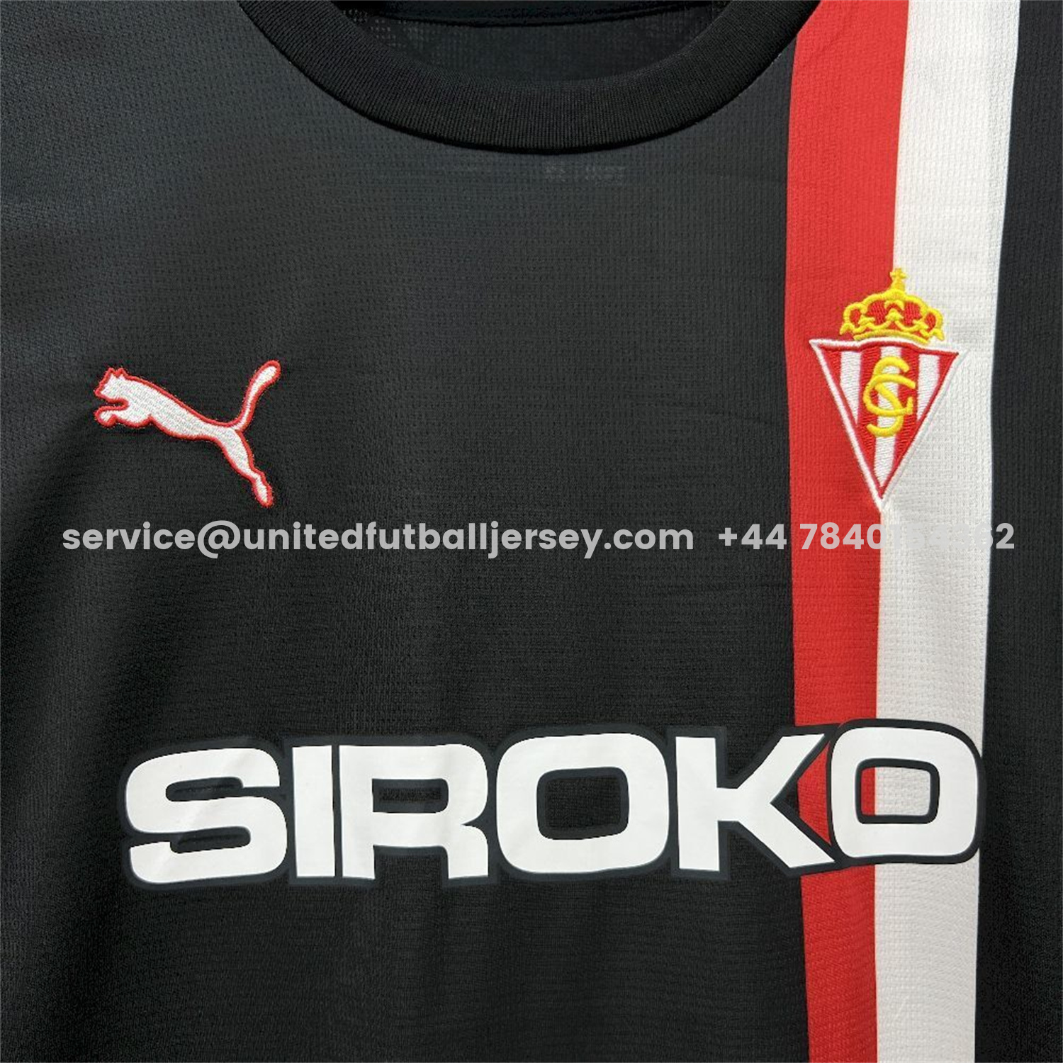 unitedfutballjersey-Sporting Gijon 25-26 Away Black Jersey - Fans Version