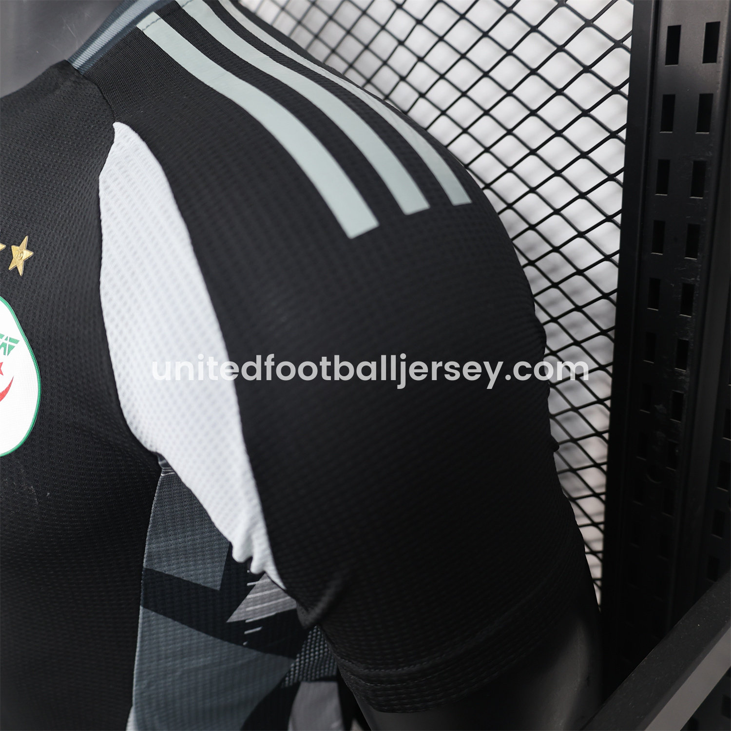 unitedfutballjersey-Algeria 25-26 Pure Black Jersey with Grey Block - Player Version