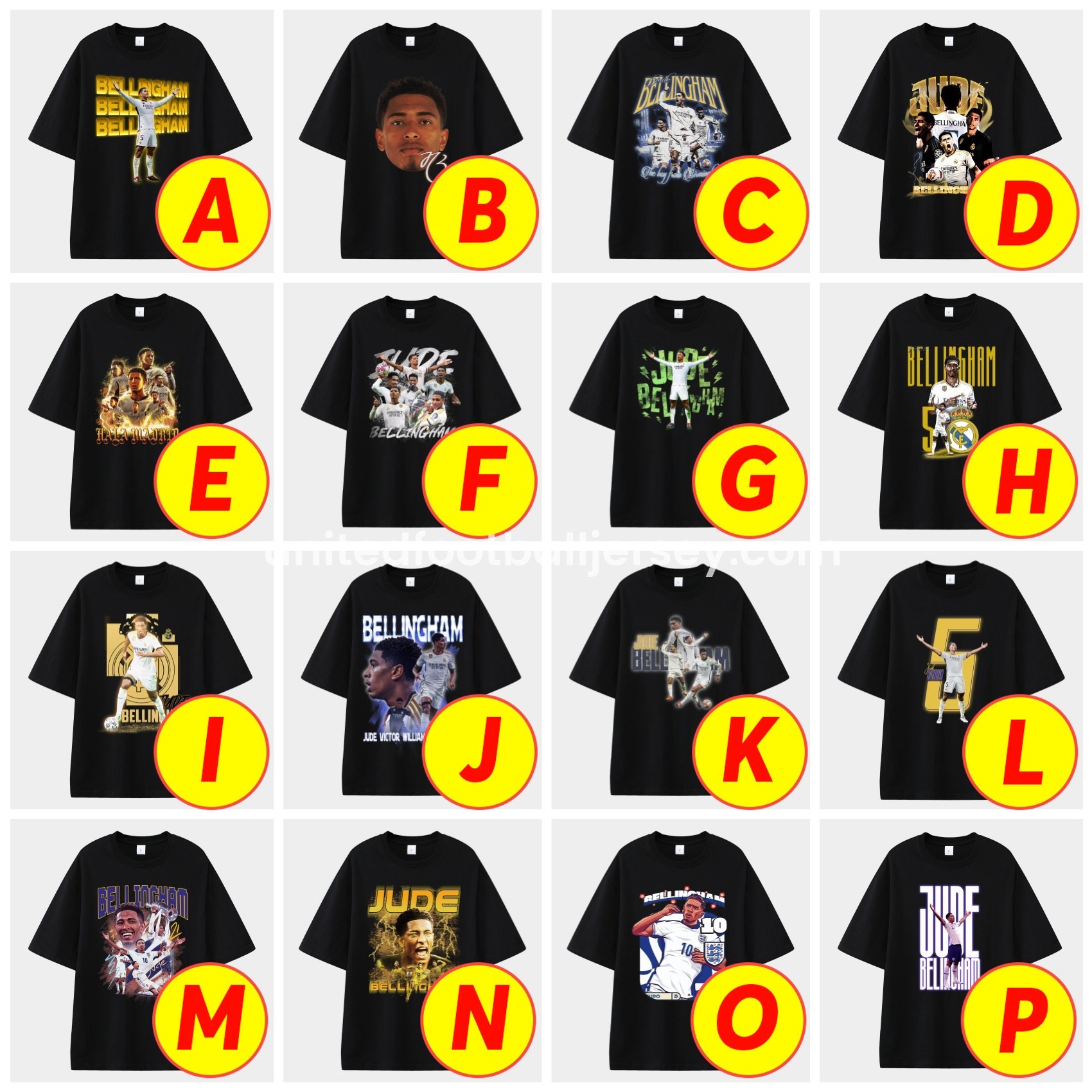 unitedfutballjersey-Bellingham Real Madrid England 24-25 25-26 Unisex Pure Cotton T-shirt