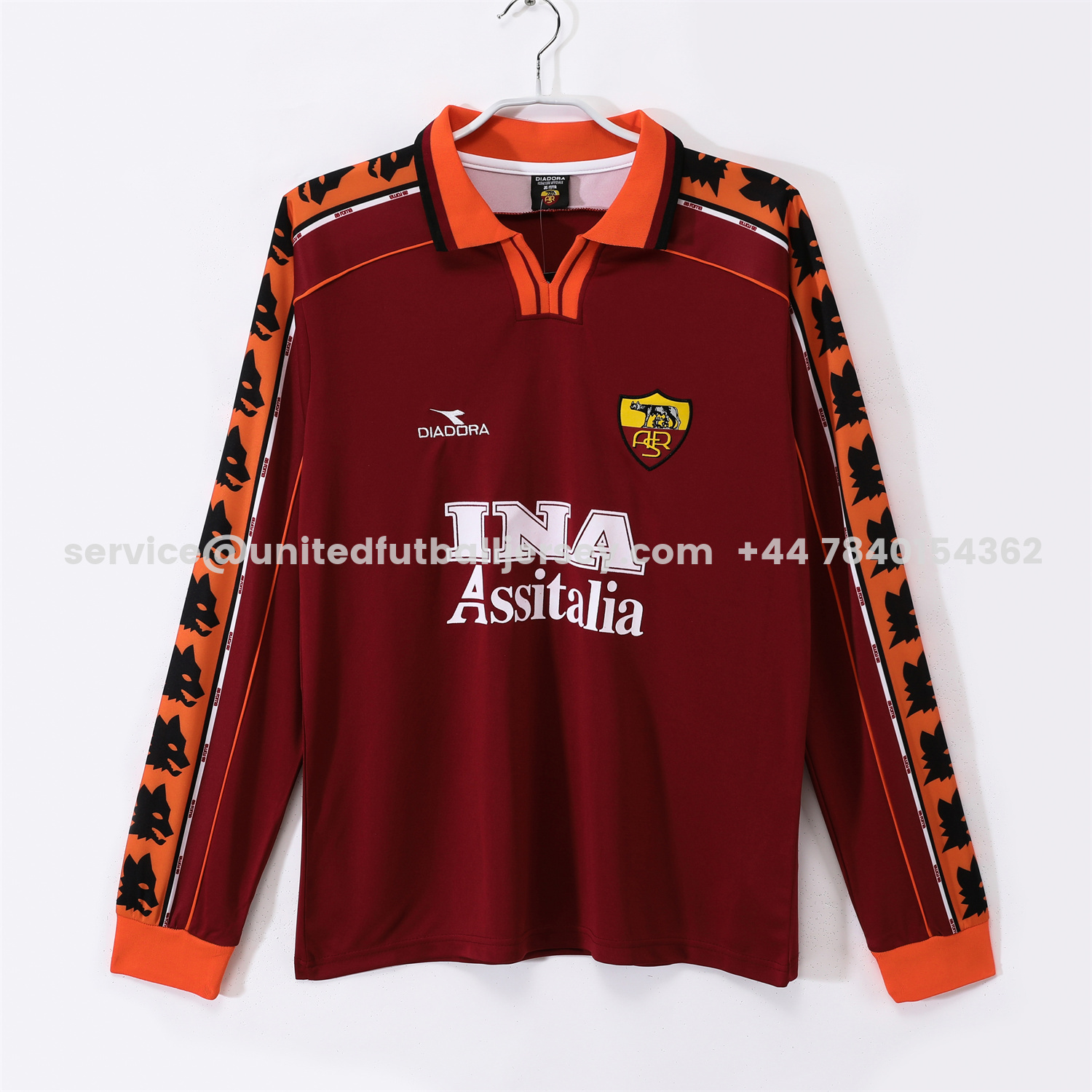 unitedfutballjersey-Retro Roma 1998-99 Home Long Sleeves Jersey