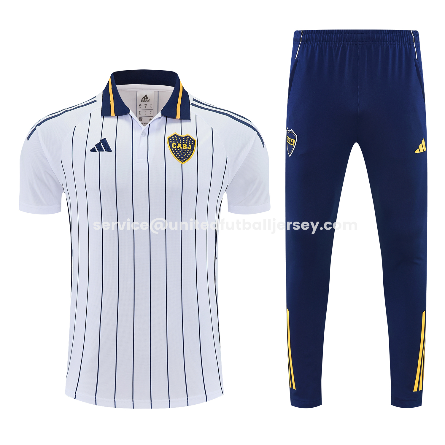 unitedfutballjersey-Boca Juniors 25-26 POLO Short-Sleeve Training Set - White Top and Dark Blue Pants