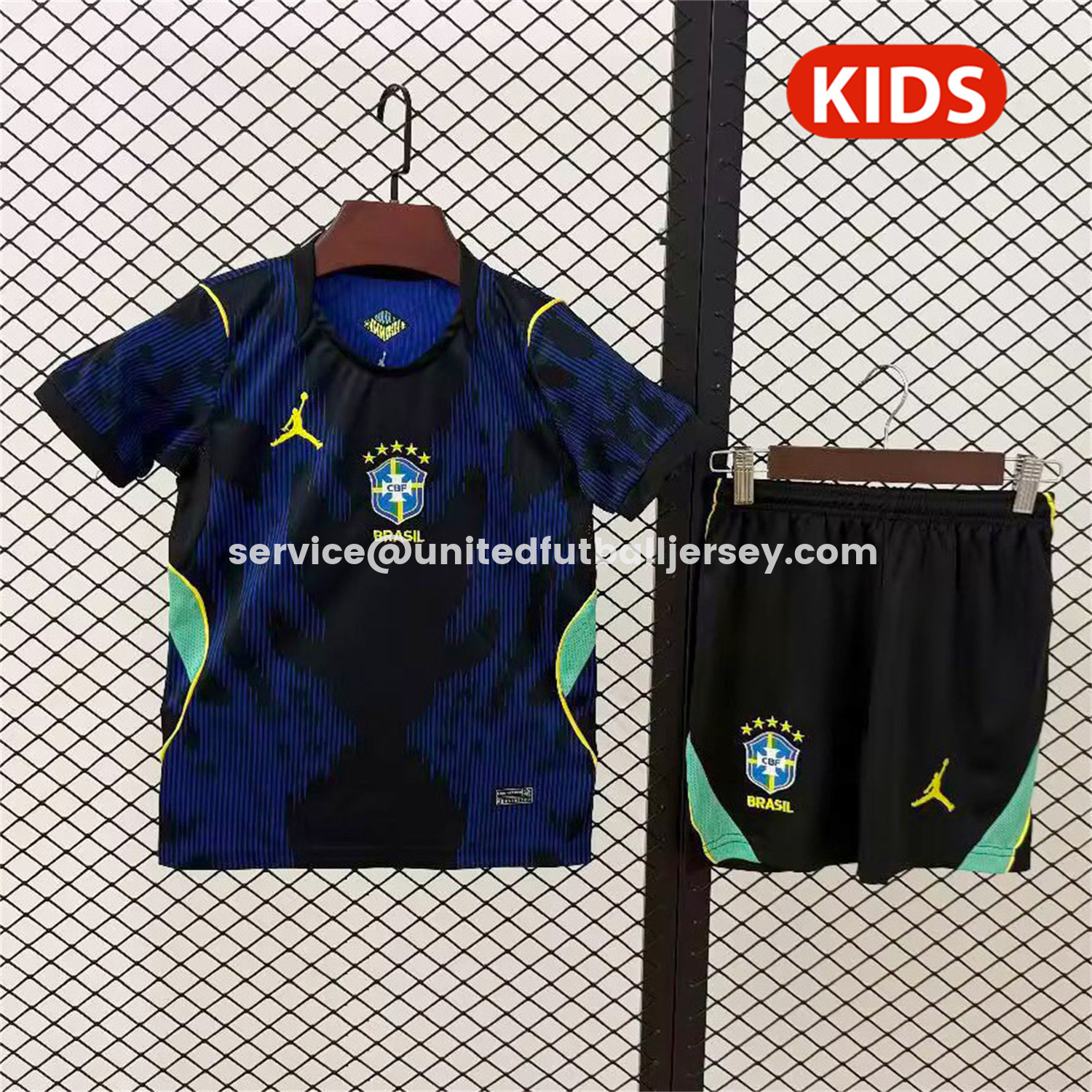 unitedfutballjersey-Brazil 2026 Away Kids Kit