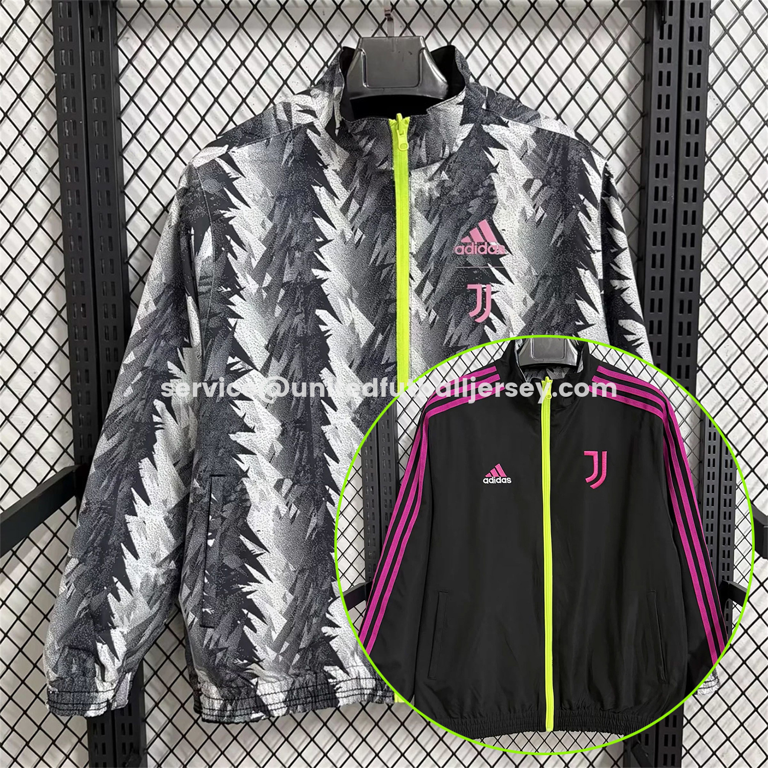 unitedfutballjersey-Juventus 25-26 Double Sided Reversible Windbreaker - Black & Grey