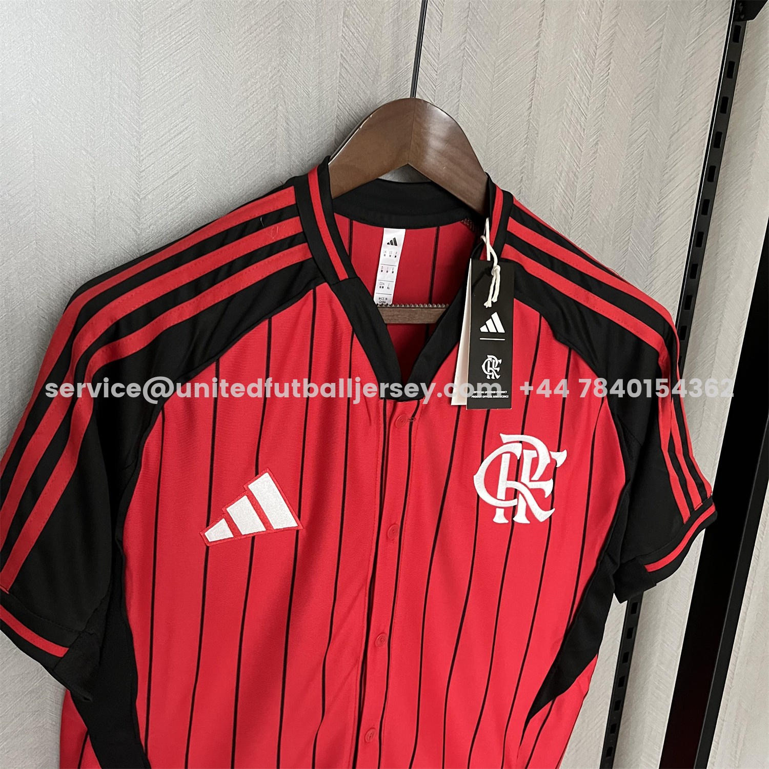 unitedfutballjersey-Flamengo 25-26 Red Baseball Jersey with Black Stripes