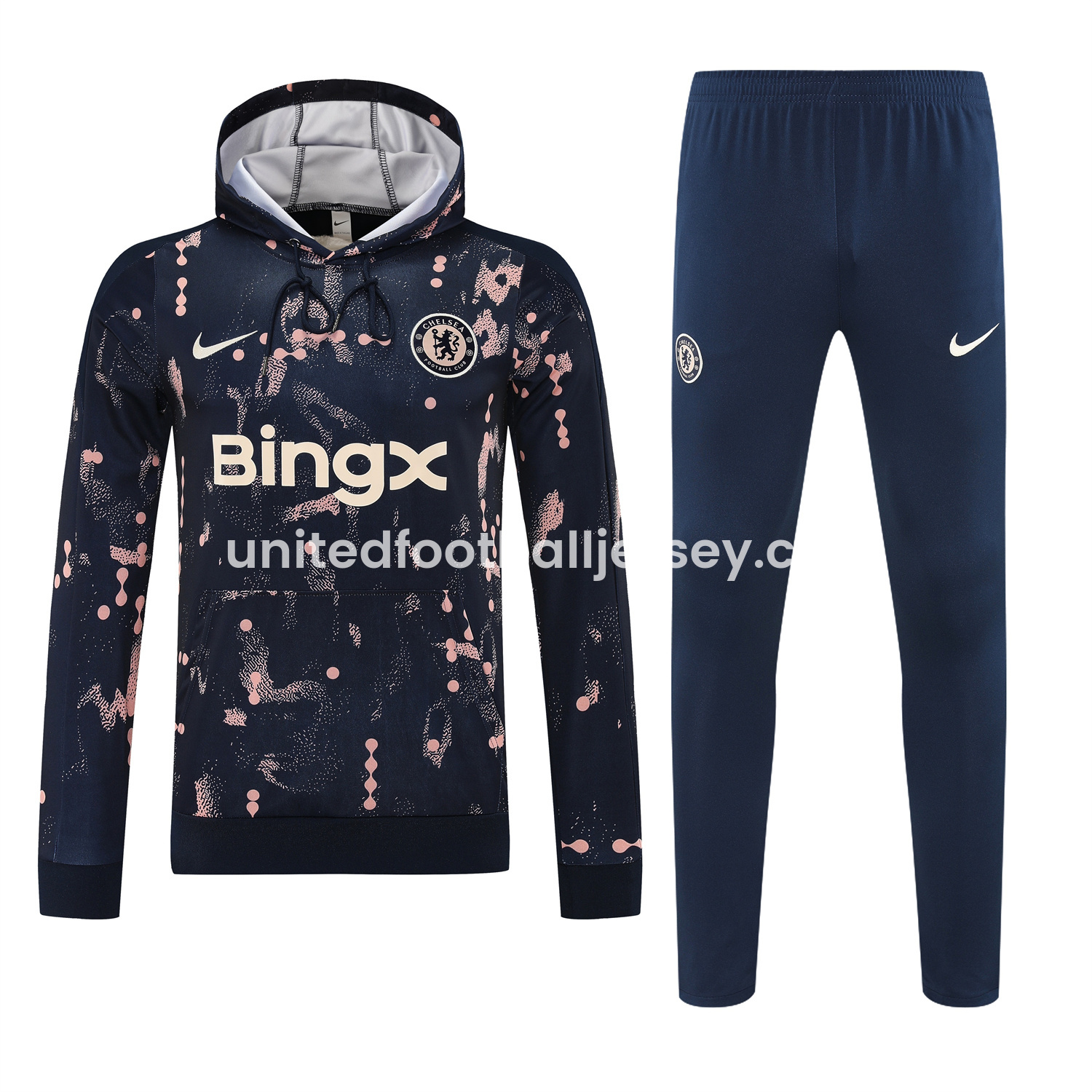 unitedfutballjersey-C.H.E.L.S.E.A 25-26 Traning Hoodie Set - Deep Blue With Royal Blue