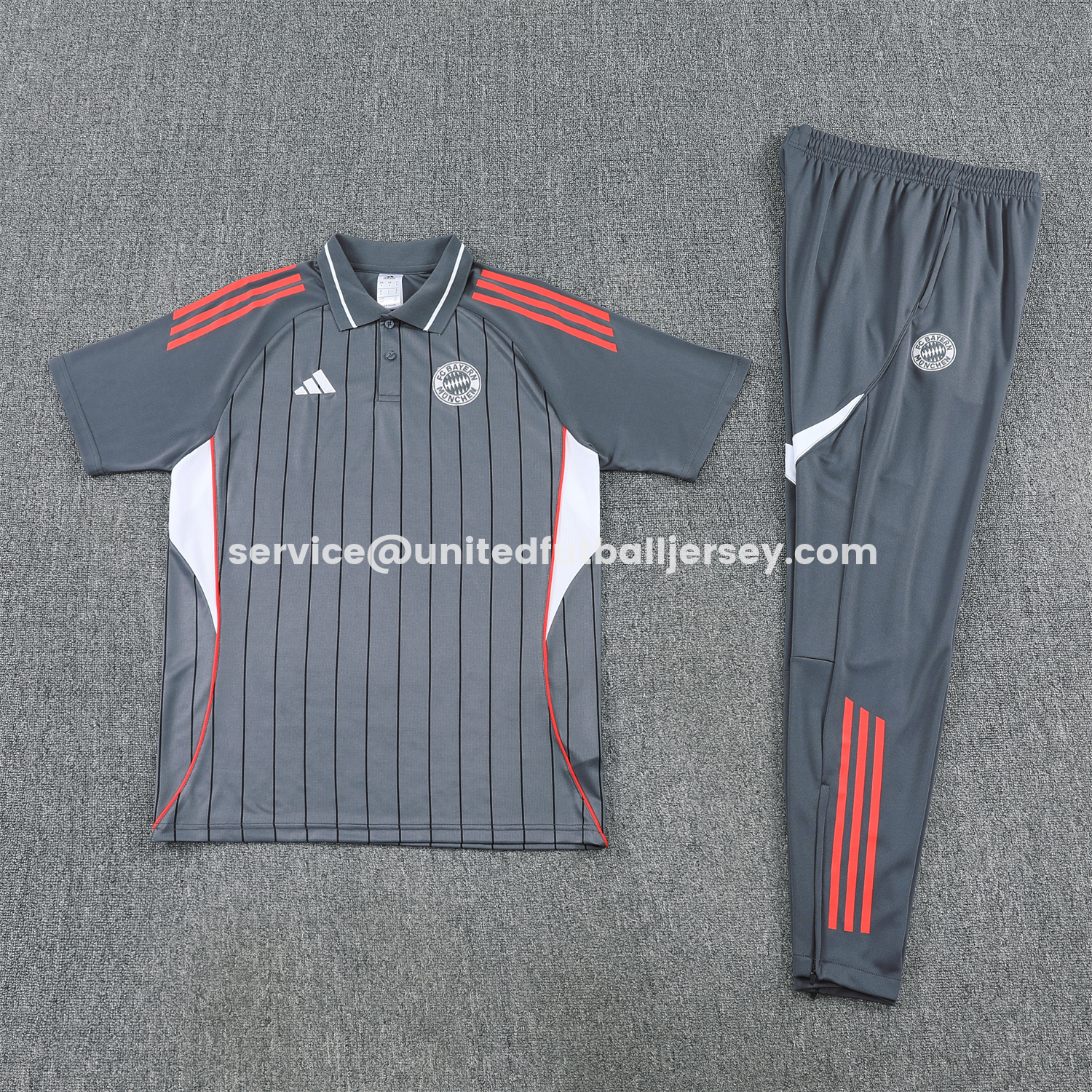 unitedfutballjersey-Bayern Munich 25-26 POLO Short-Sleeve Training Set - Deep Grey Top and Pants