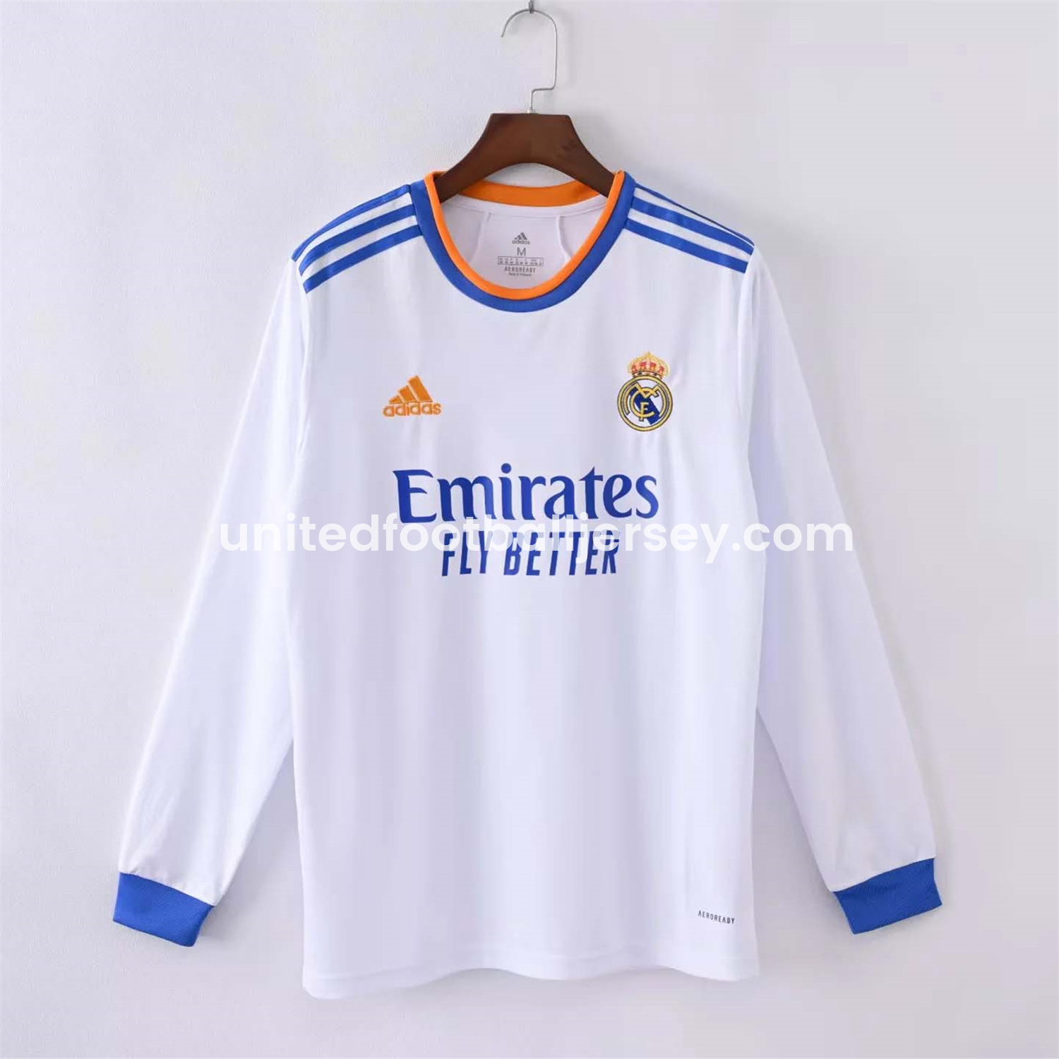 unitedfutballjersey-Retro Real Madrid 21-22 Home Long Sleeve Jersey