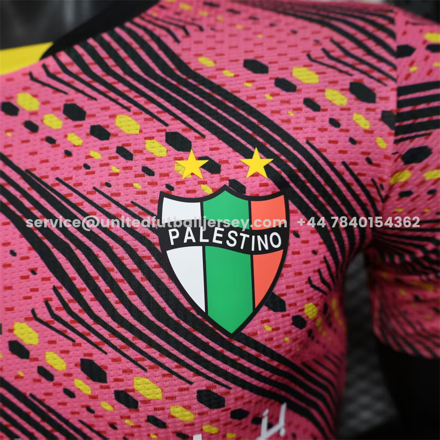 unitedfutballjersey-Club Deportivo Palestino Palestine 25-26 Black Lines Pink Jersey With L‘BONVIEU No.11 - Player Version