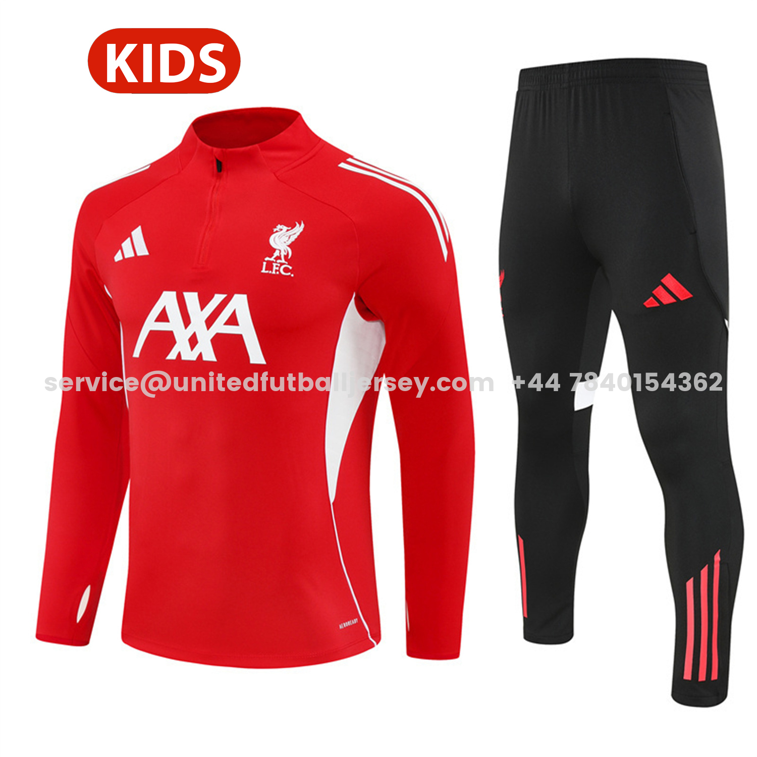 unitedfutballjersey-Liver.pool 25-26 Kids Long Sleeve Training Set - Red Top & Black Pants