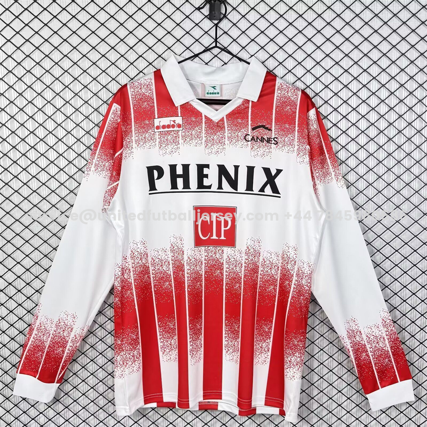 unitedfutballjersey-Retro AS Cannes 1991-92 Home Long Sleeves Jersey