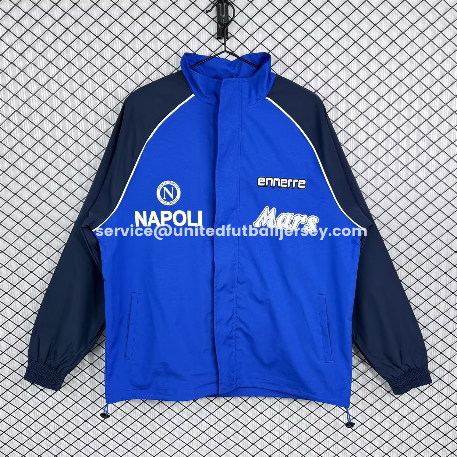 unitedfutballjersey-Retro Napoli 1989-90 Blue And Black Windbreaker