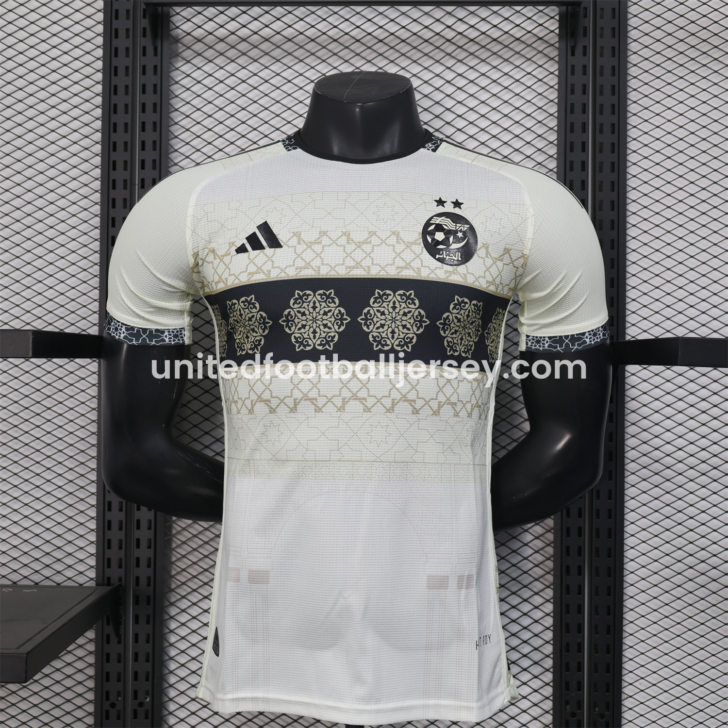unitedfutballjersey-Algeria 25-26 Light Yellow with Black Classical Pattern Jersey - Player Version