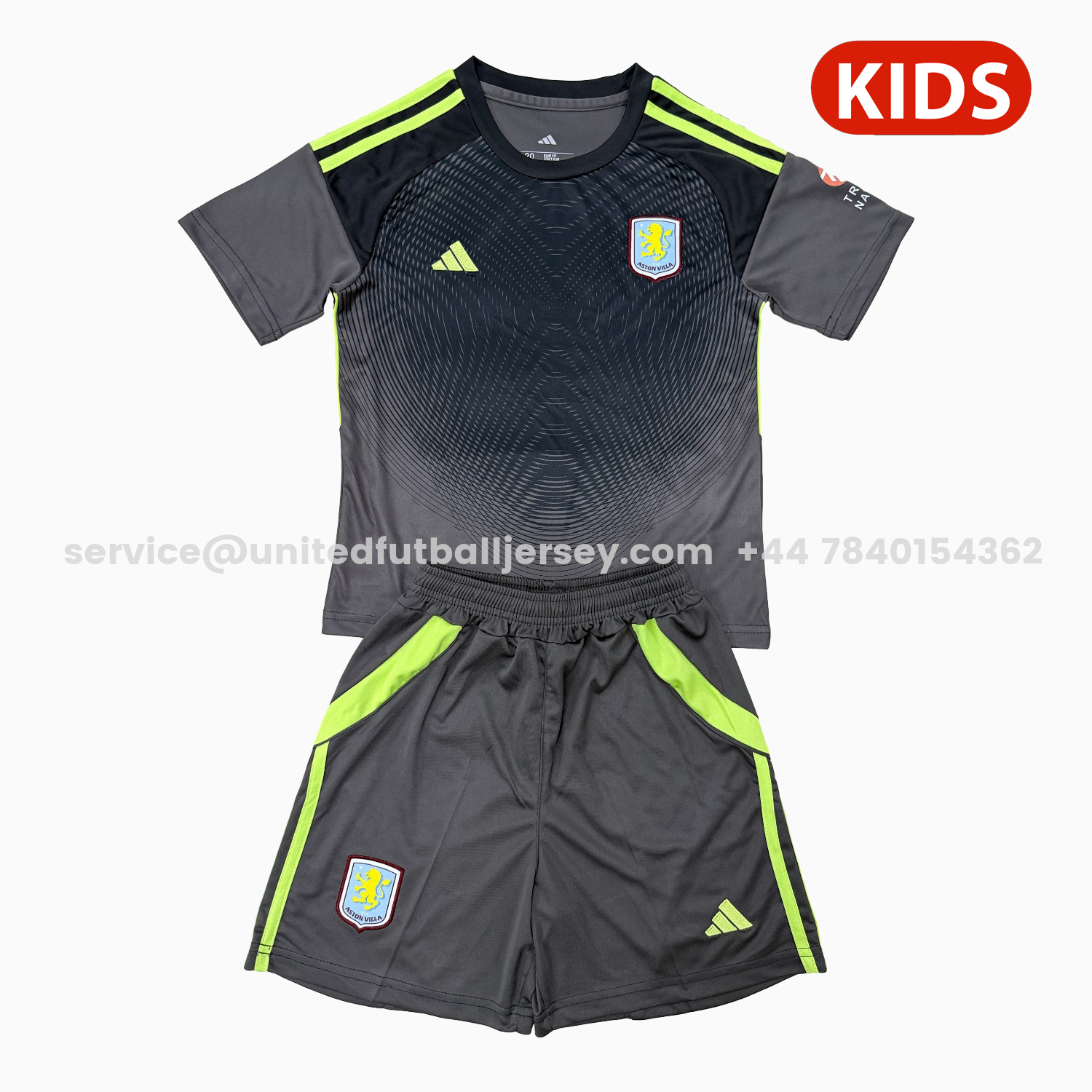 unitedfutballjersey-Aston Villa 25-26 Black Goalkeeper Kids Kit