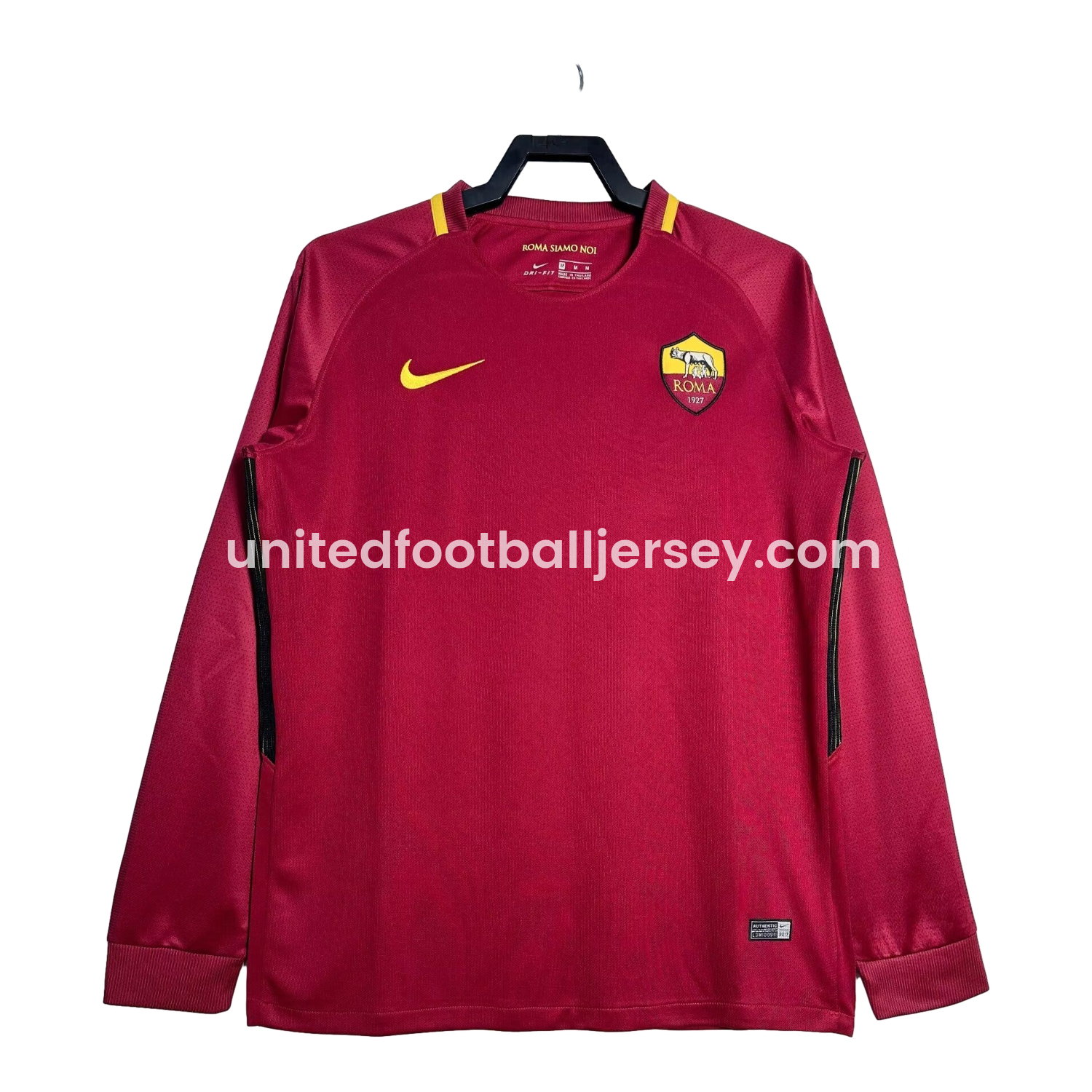 unitedfutballjersey-Retro Roma 2017-18 Home Long Sleeves Jersey