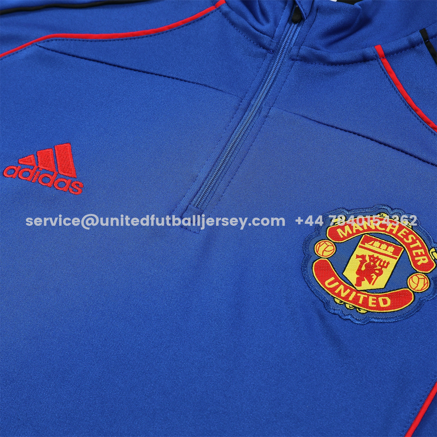 unitedfutballjersey-Manchester United 25-26 Long Sleeve Training Set - Blue Top and Black Pants