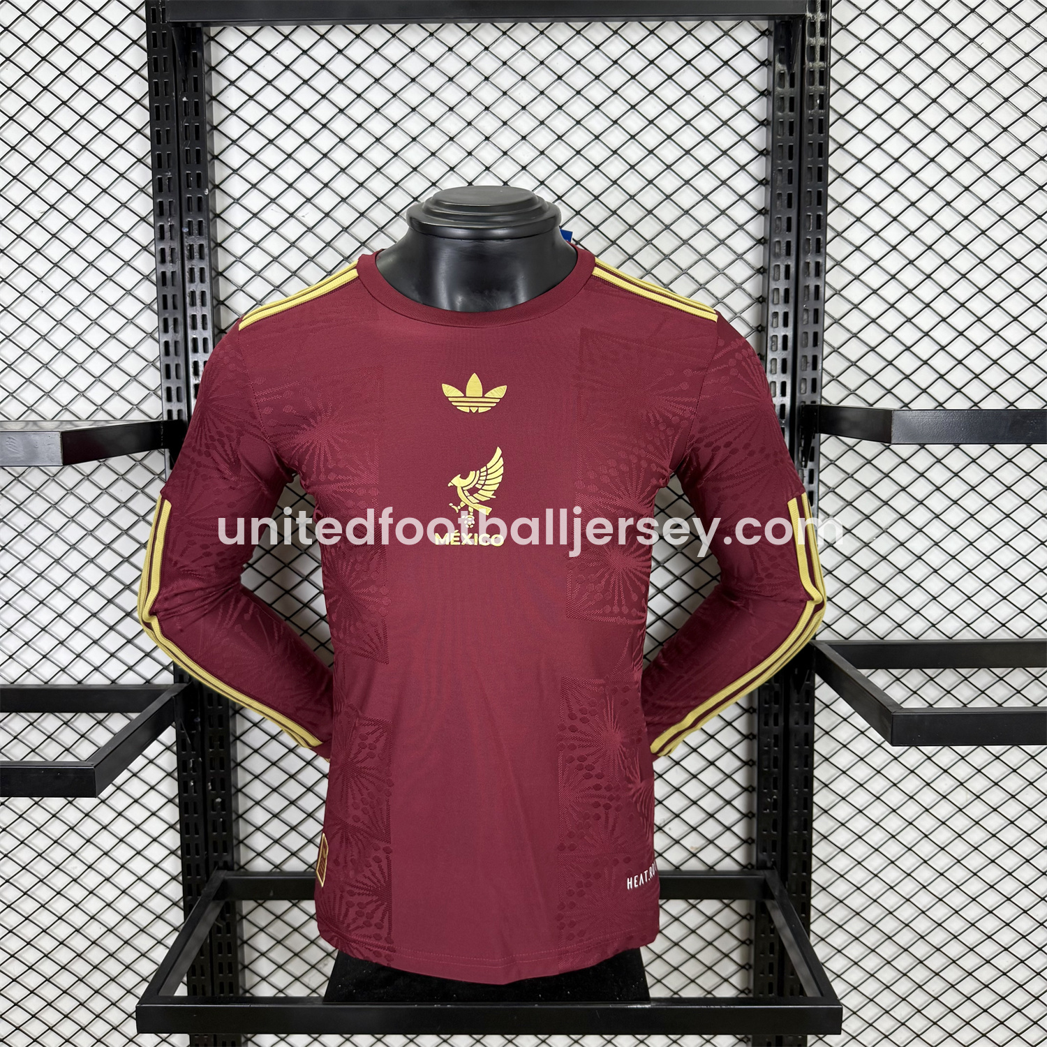 unitedfutballjersey-Mexico 2025 Gold Cup Red Long Sleeves Jersey - Player Version