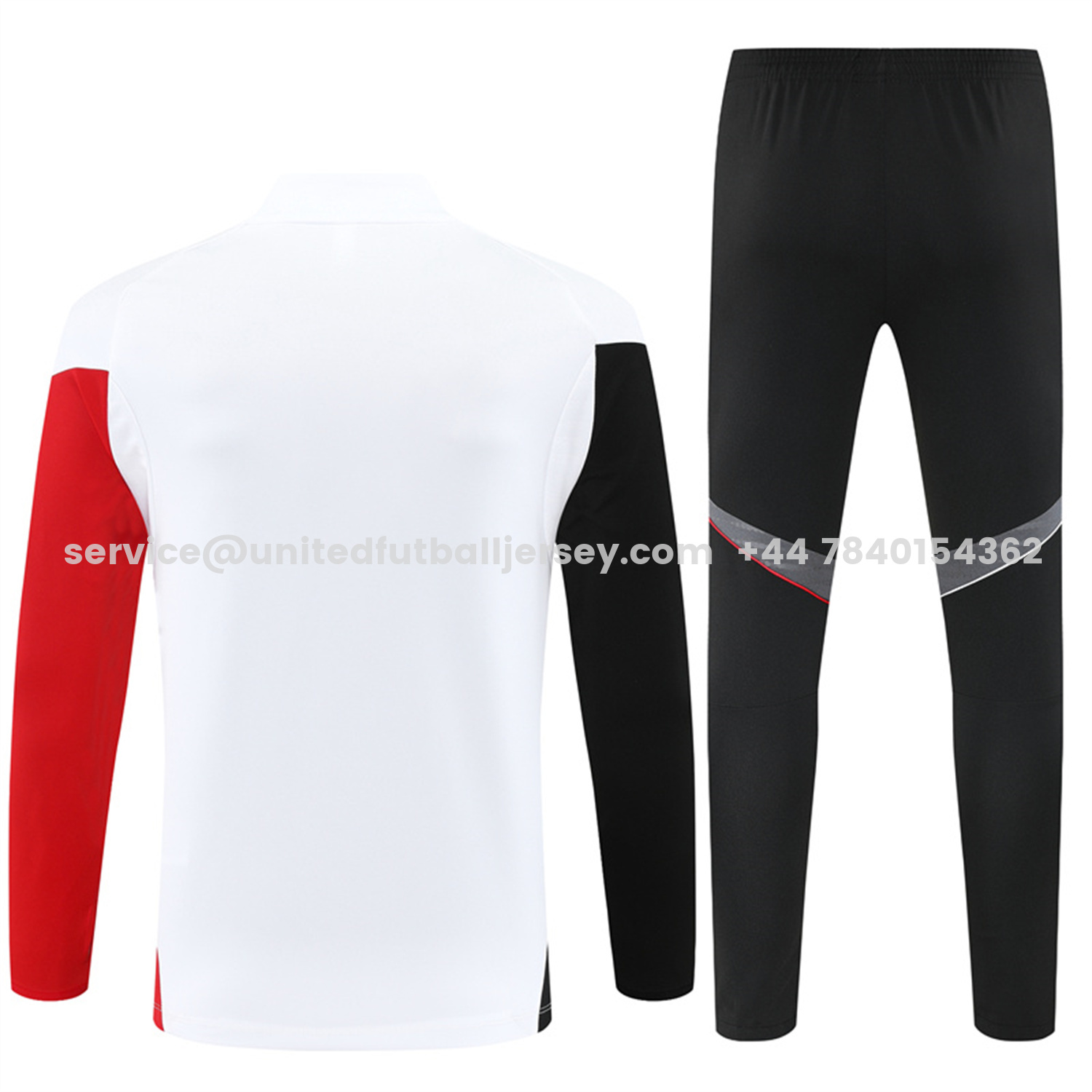 unitedfutballjersey-Ajax 25-26 Kids Long Sleeve Training Set - White Top and Black Pants