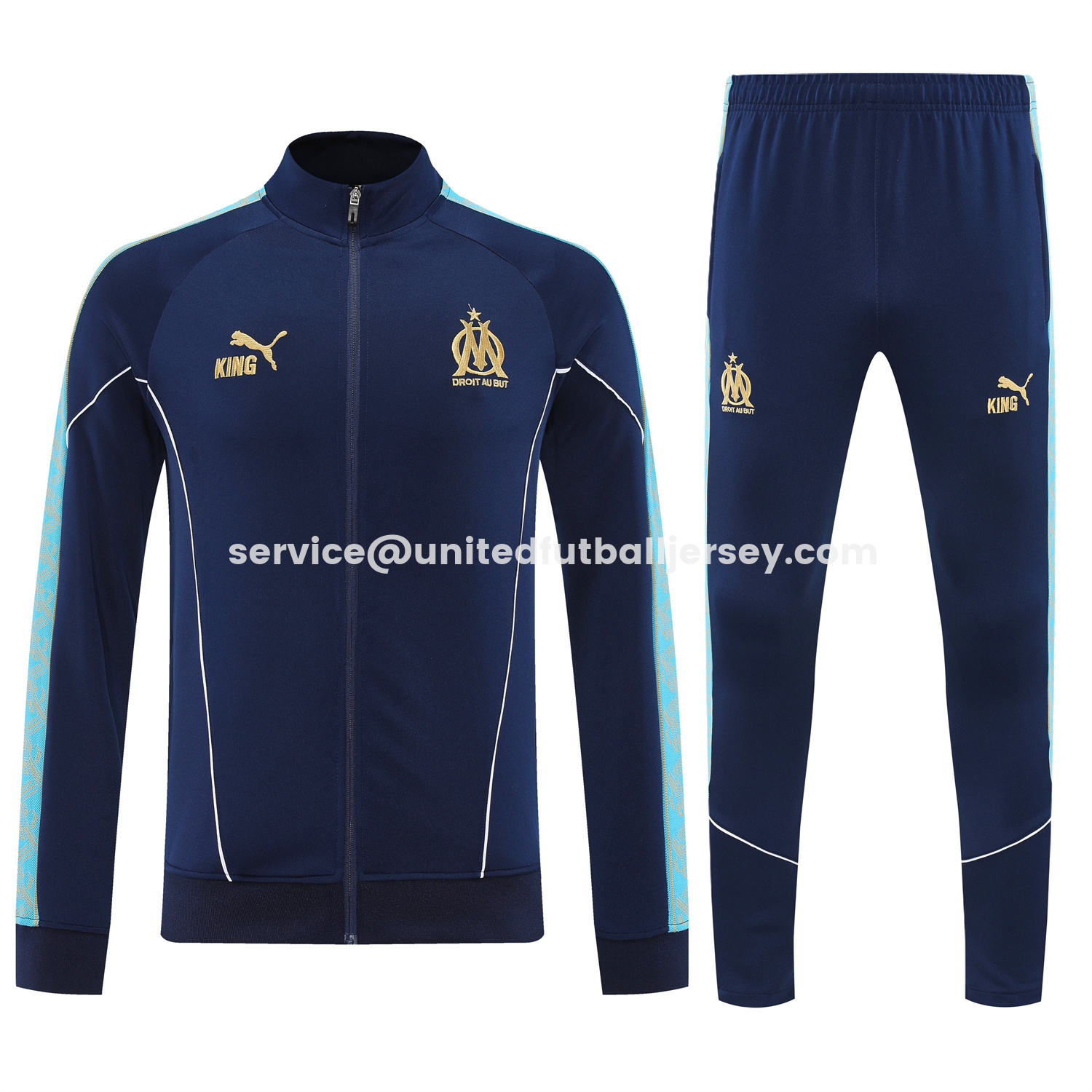 unitedfutballjersey-Marseille 25-26 Long Sleeve Training Set - Dark Blue Top & Pants