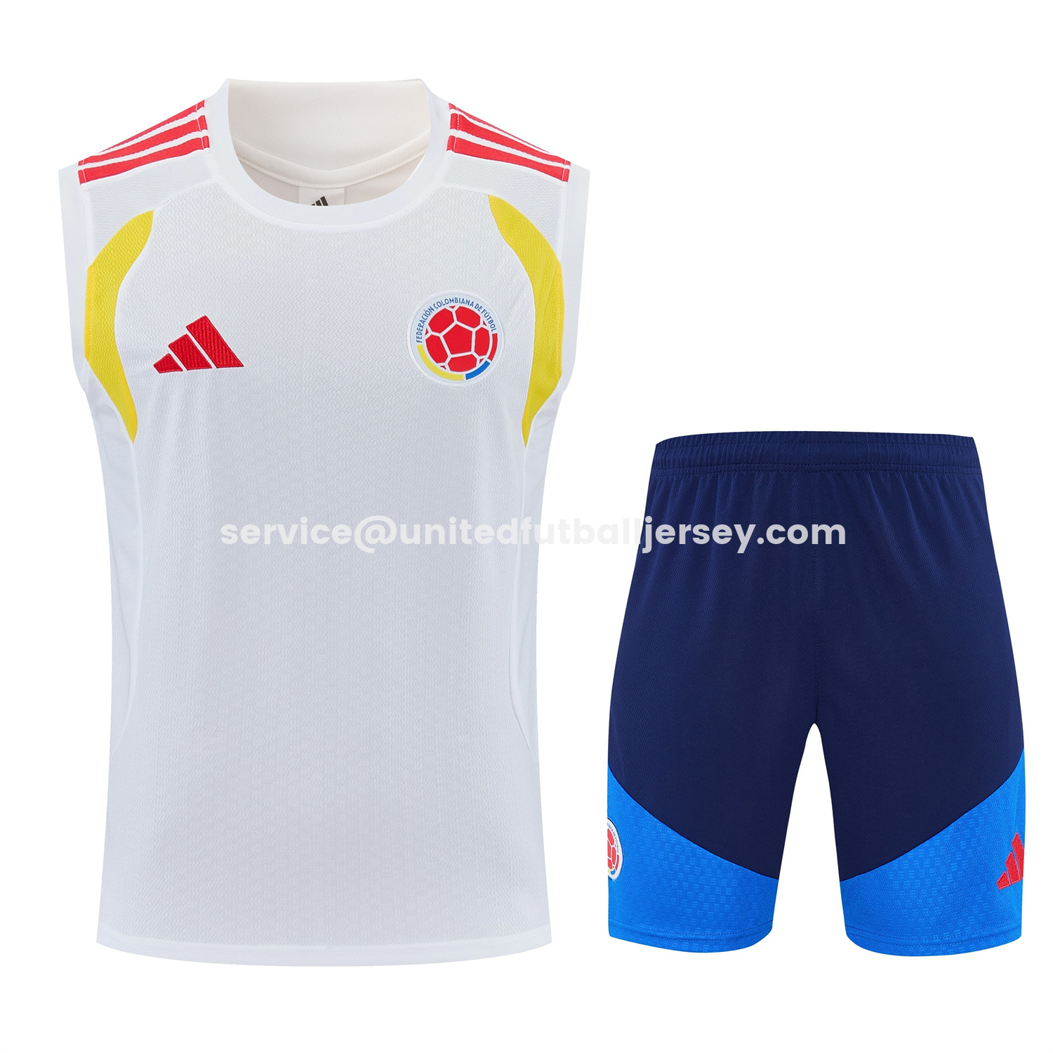 unitedfutballjersey-Colombia 2026 Vest Training Set - White Vest and Blue Shorts