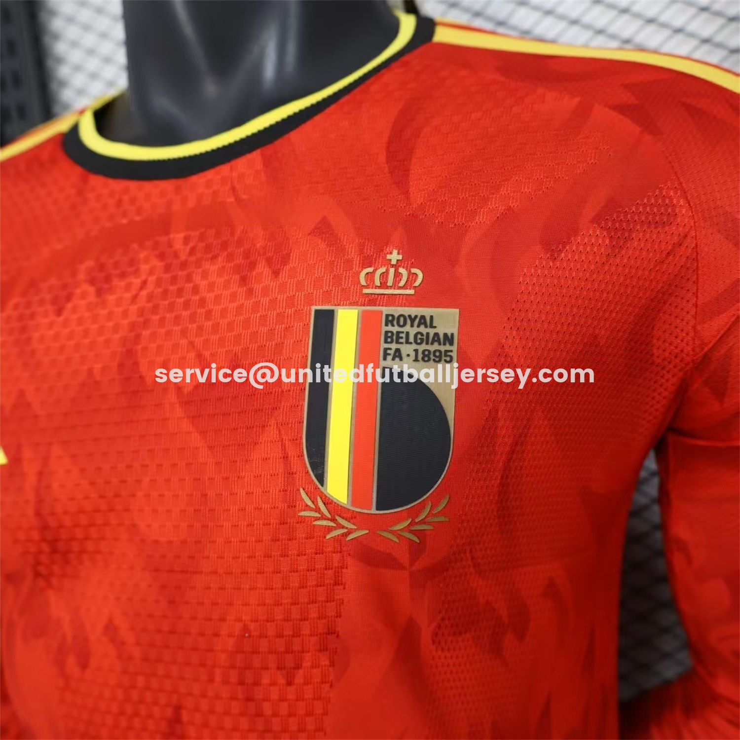 unitedfutballjersey-Belgium 2026 Home Long Sleeves Jersey - Player Version