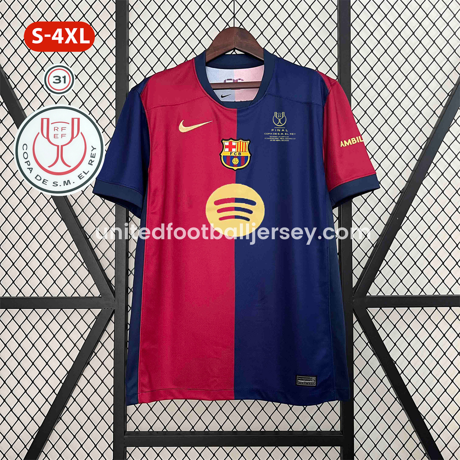unitedfutballjersey-【Copa del Rey Patch Set】Barcelona 24-25 Home Jersey - Fans Version