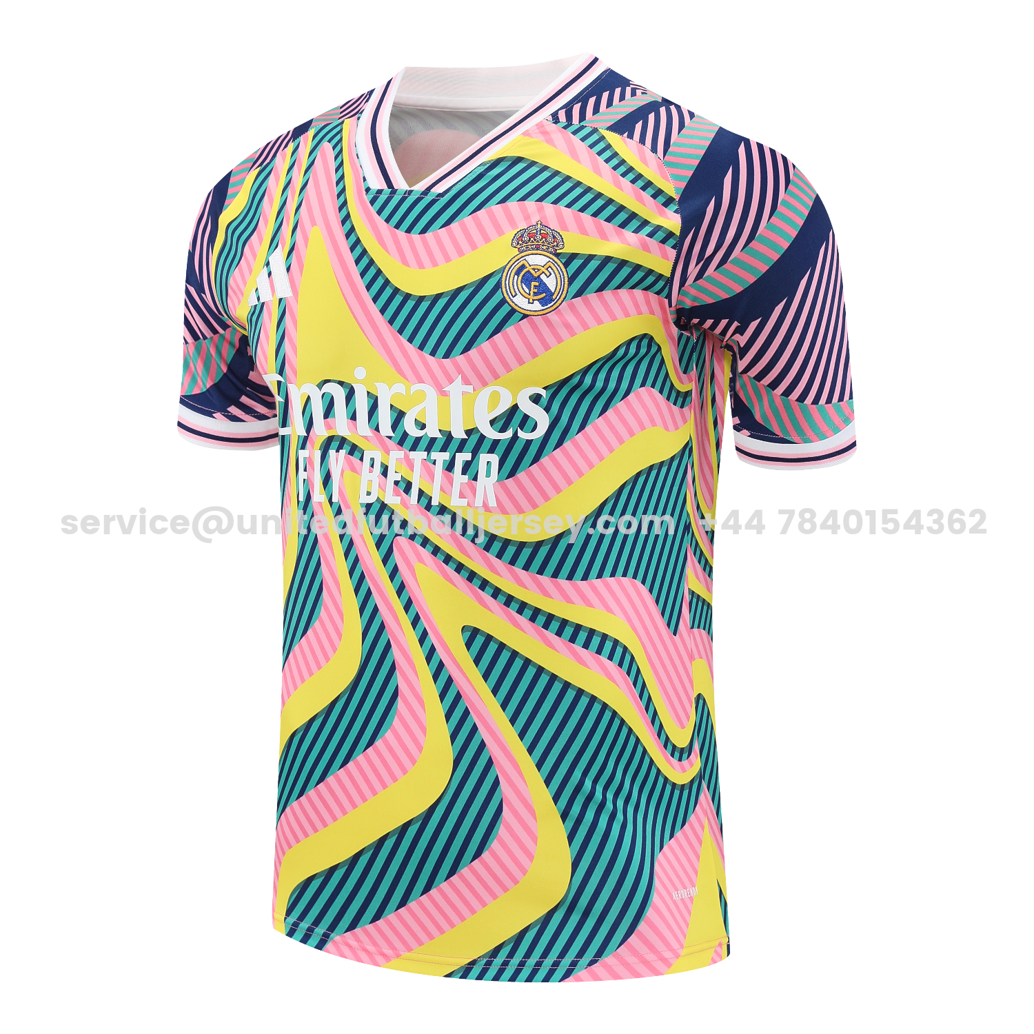 unitedfutballjersey-Real Madrid 25-26 Short-Sleeve Training Set - Colorful Curve Pattern Top & Black Shorts