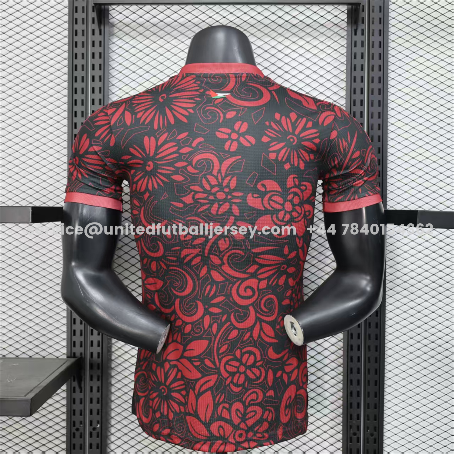 unitedfutballjersey-Club Deportivo Palestino Palestine 25-26 Red Flowers Black Jersey - Player Version