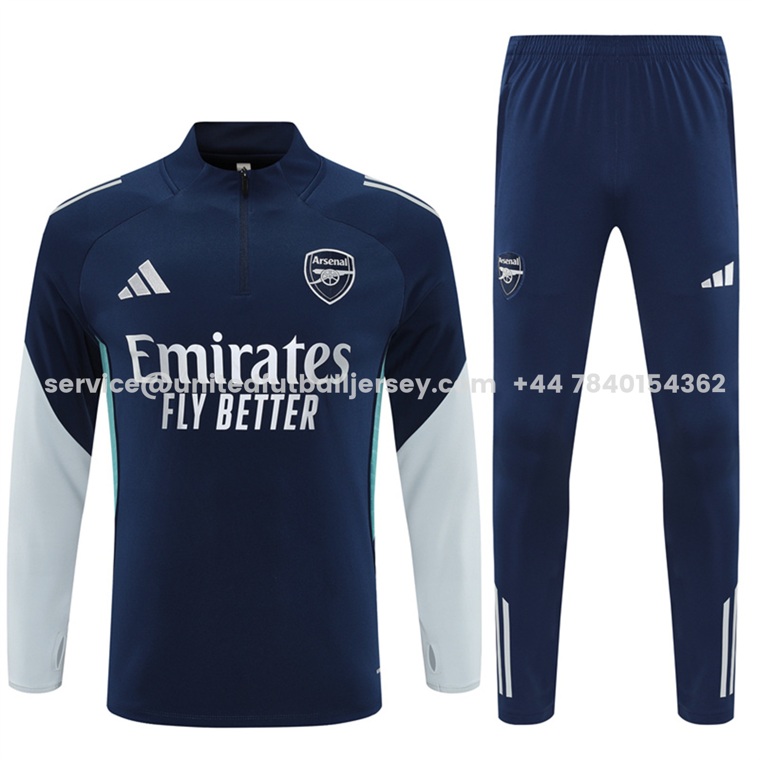 unitedfutballjersey-Arsenal 25-26 Long Sleeve Training Set - Royal Blue Top & Royal Blue Pants