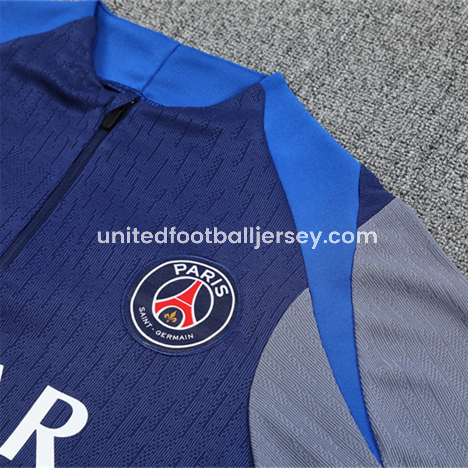 unitedfutballjersey-Paris Saint-Germain PSG 25-26 Long Sleeves Training Set - Royal Blue Gray Sleeves Top & Royal Blue Pants