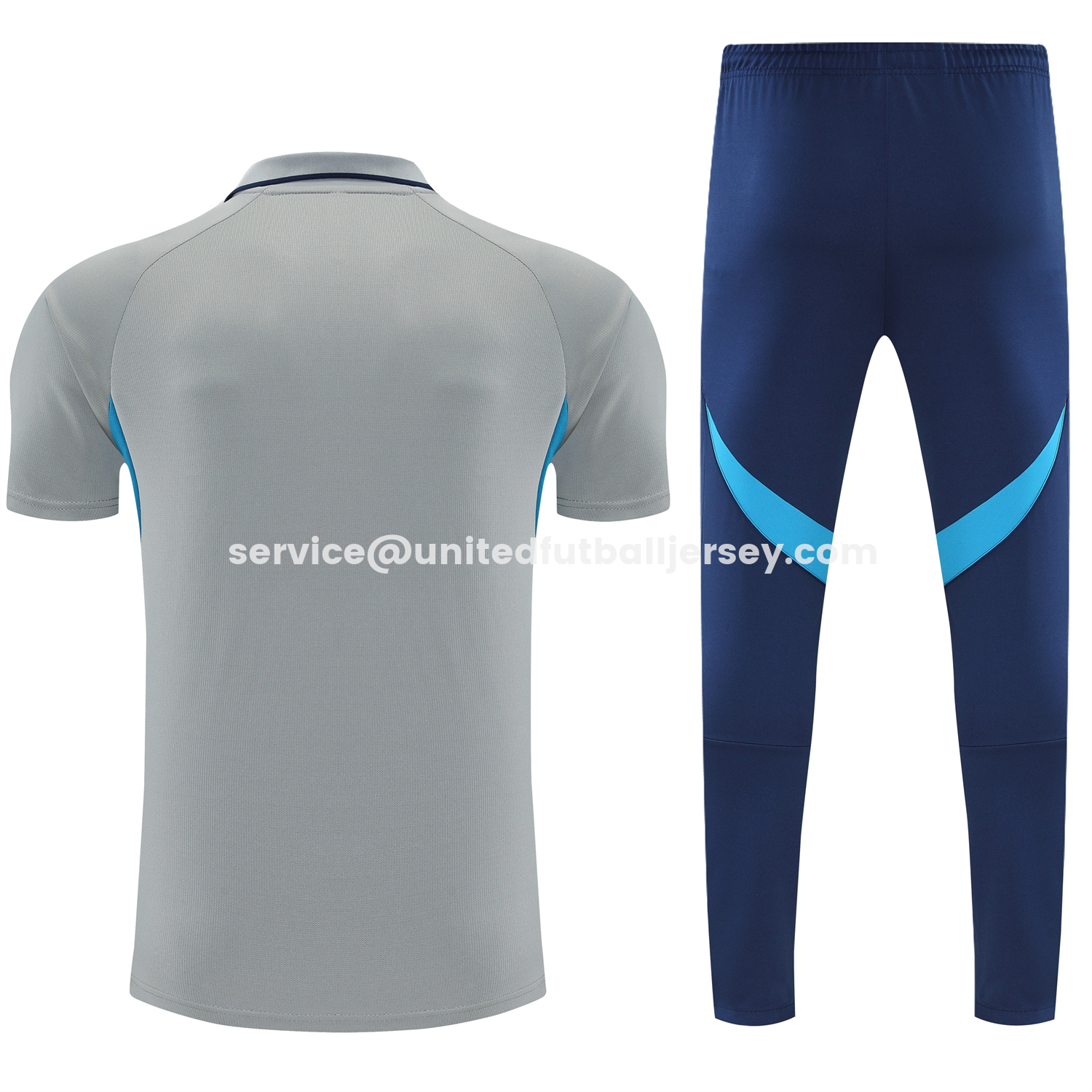 unitedfutballjersey-Arsenal 25-26 POLO Short-Sleeve Training Set - Grey Top and Deep Blue Pants