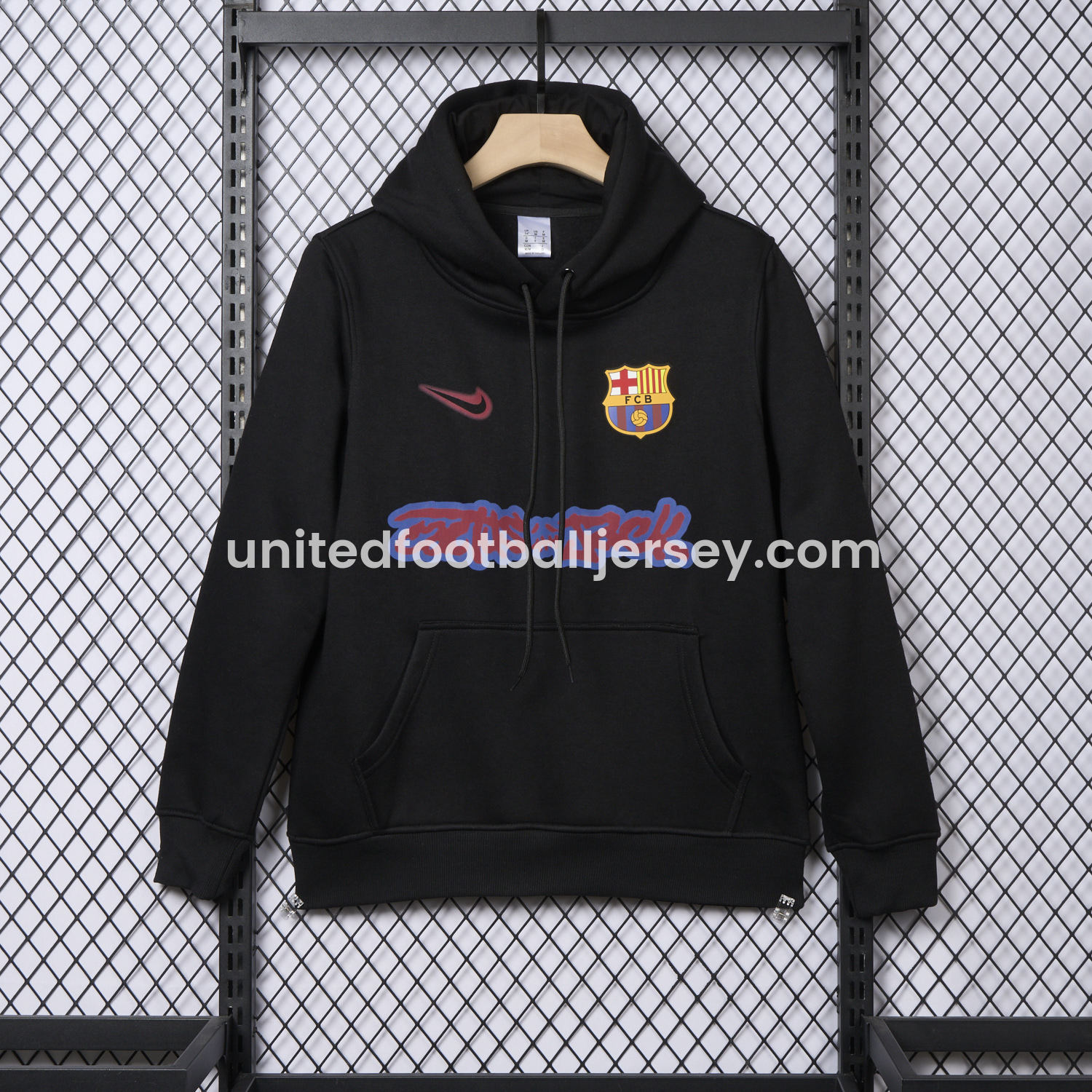 unitedfutballjersey-Barcelona x Travis Scott Black Unisex Pullover Hoodie