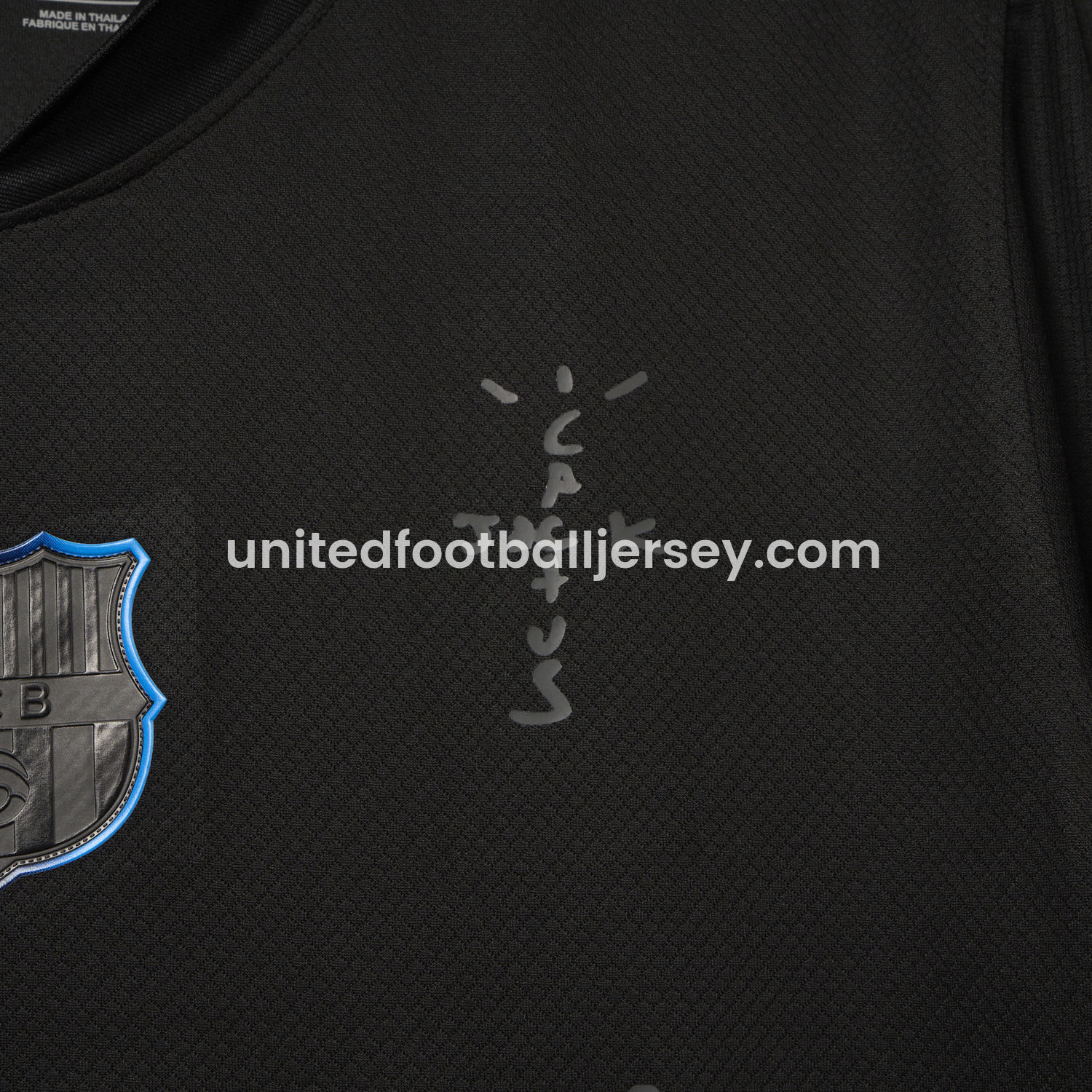 unitedfutballjersey-Barcelona x Travis Scott 24-25 Away Pure Black Jersey - Fans Version