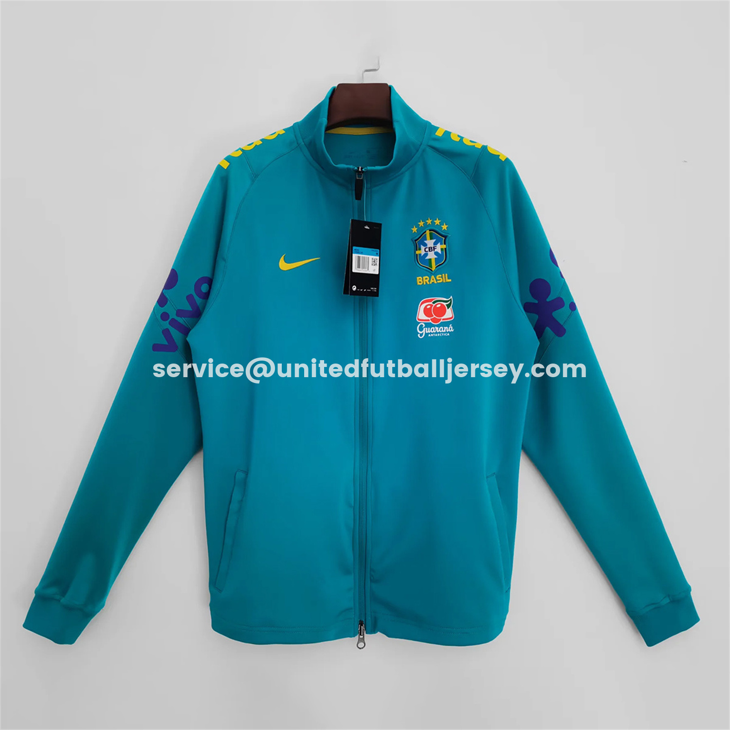 unitedfutballjersey-Retro Brazil 2022 Lake Blue Windbreaker