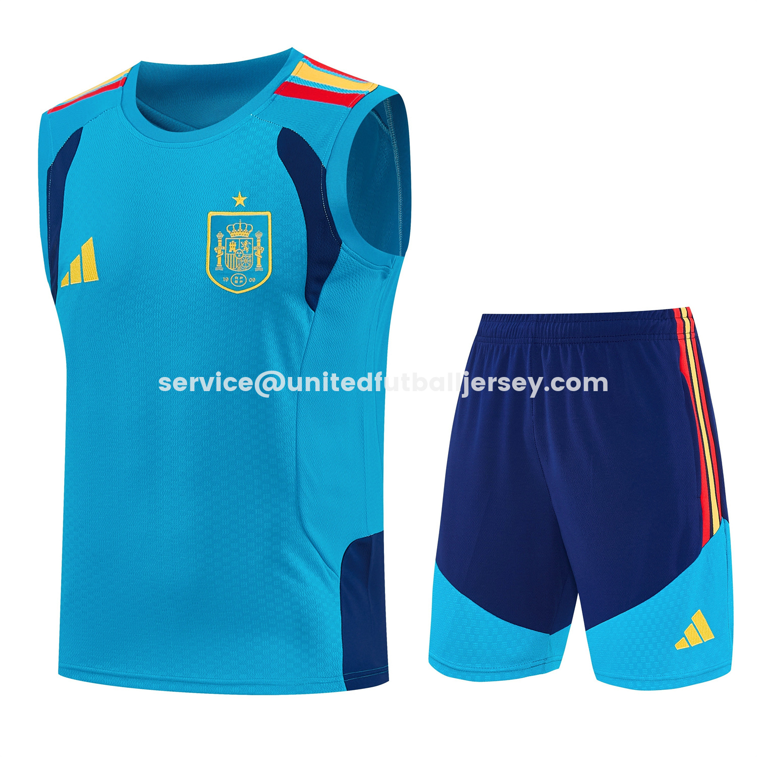 unitedfutballjersey-Spain 2026 Vest Training Set - Lake Blue Vest and Dark Blue Shorts