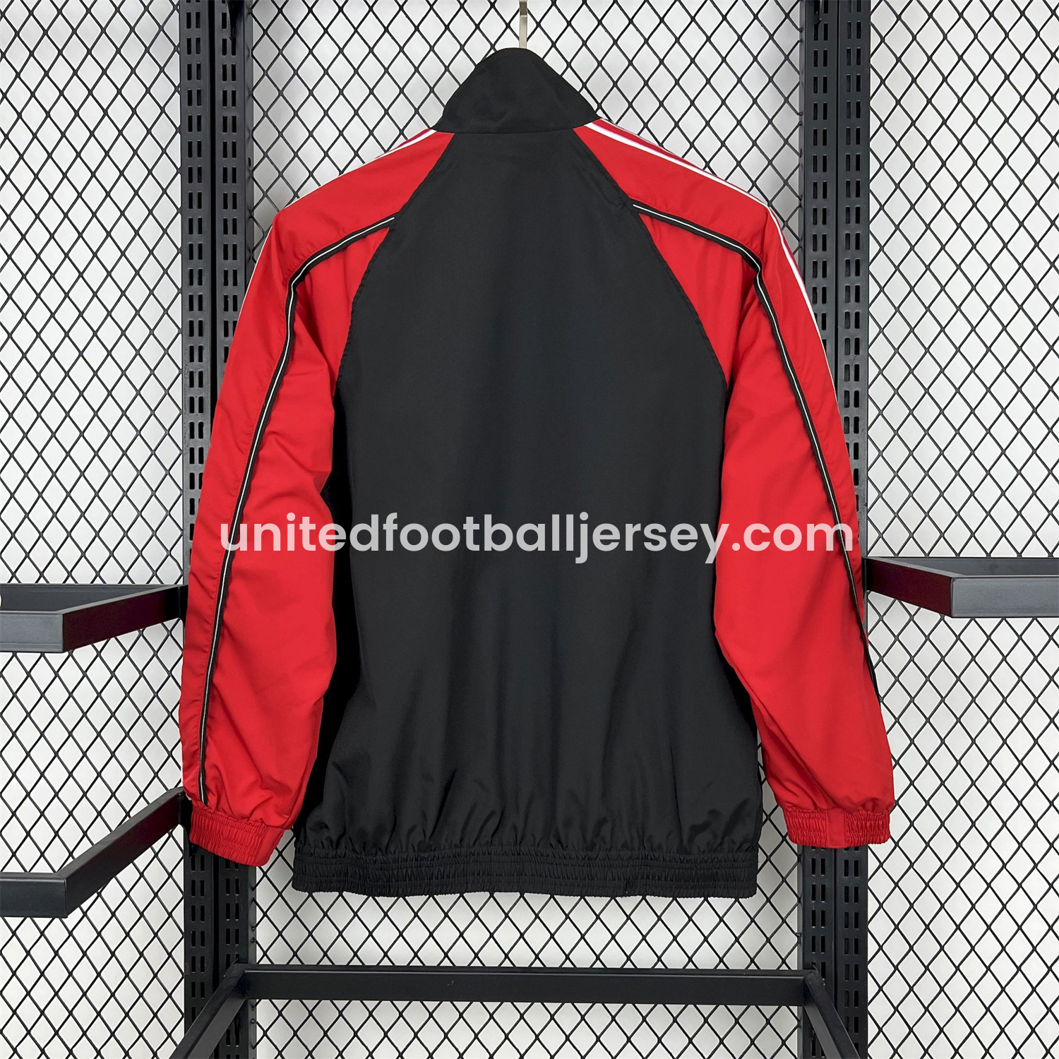 unitedfutballjersey-Retro Manchester United 1998-99 Throwback Windbreaker Jacket - Black and Red