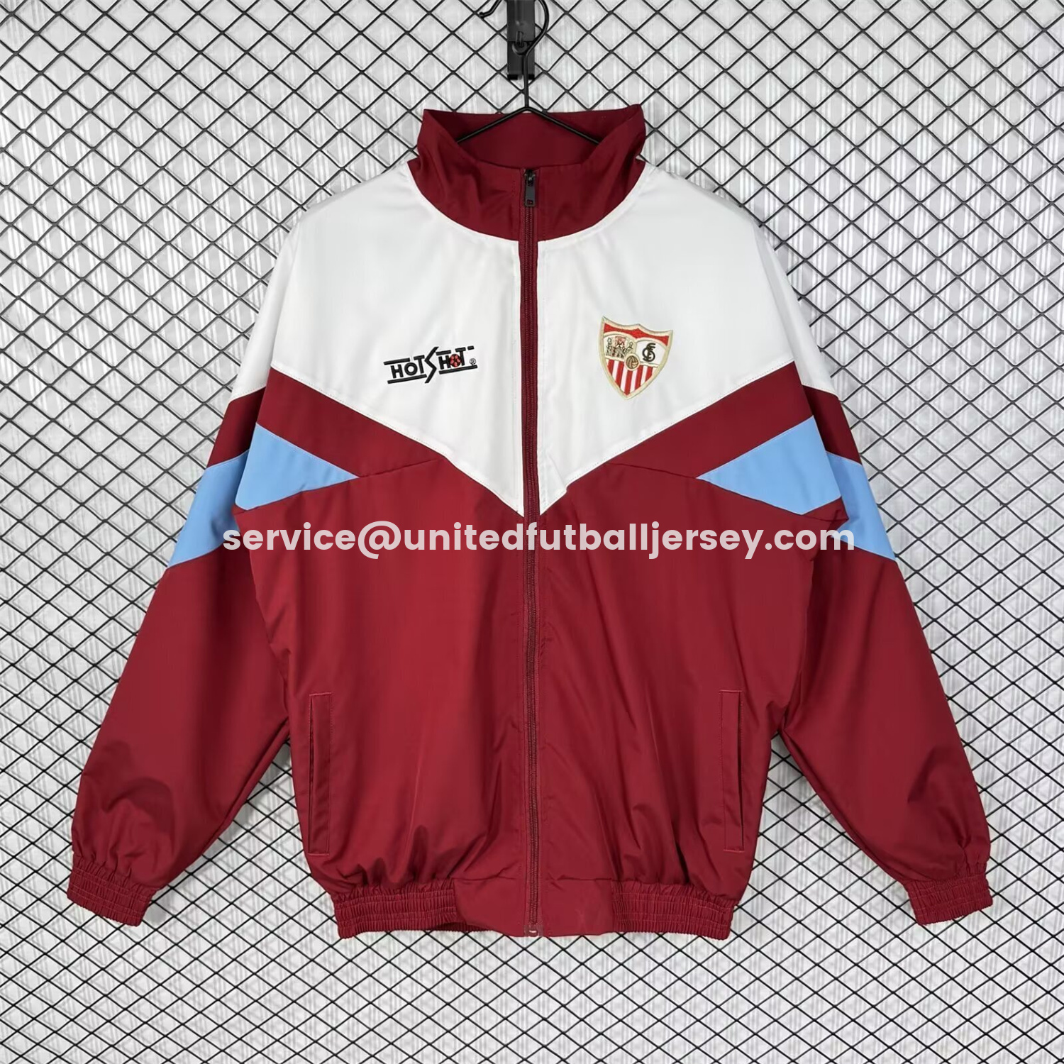 unitedfutballjersey-Retro Sevilla 1993-94 Home Windbreaker Jacket - White And Red