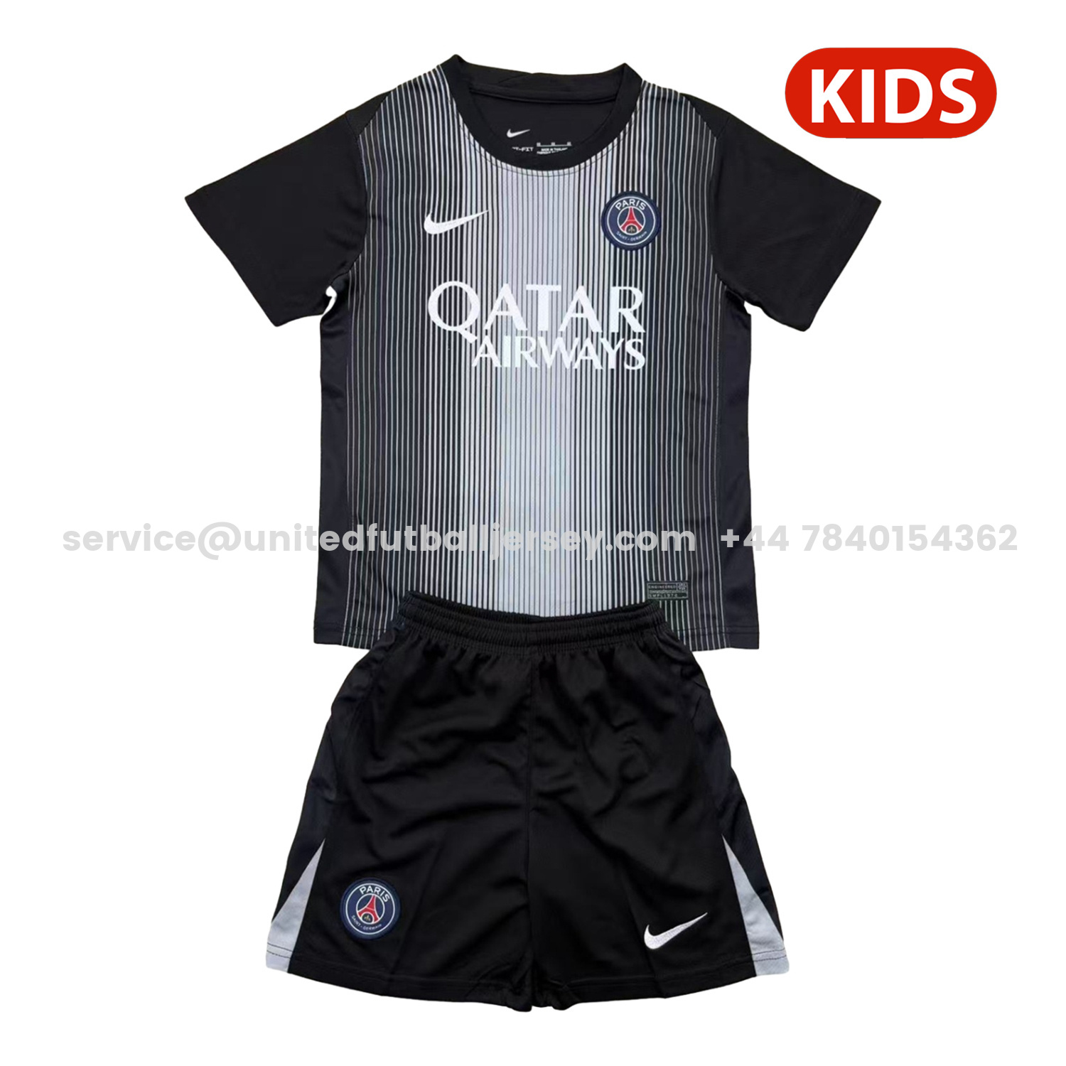 unitedfutballjersey-Paris Saint-Germain PSG 25-26 Black Goalkeeper Kids Kit