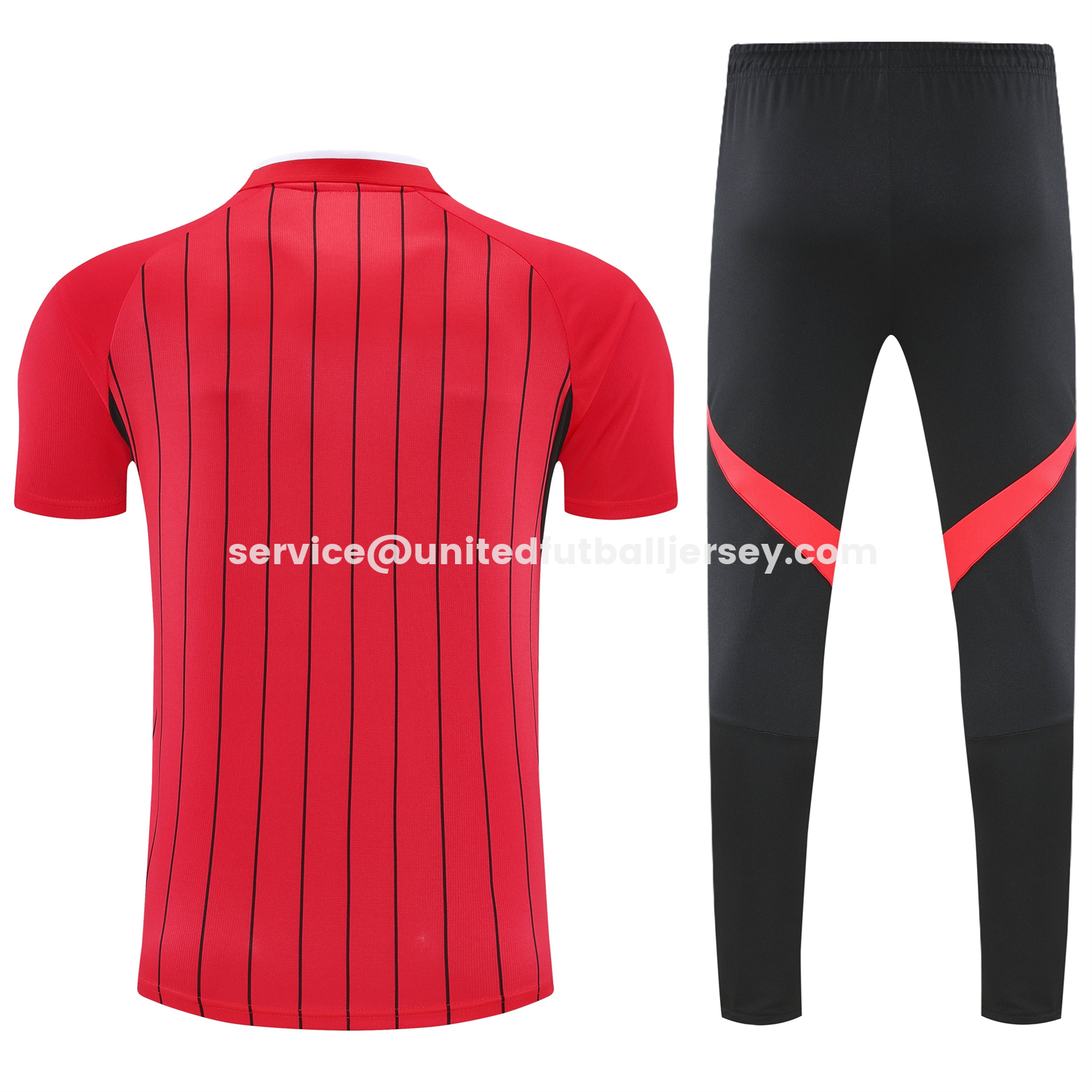 unitedfutballjersey-Manchester United 25-26 POLO Short-Sleeve Training Set - Red Top and Black Pants