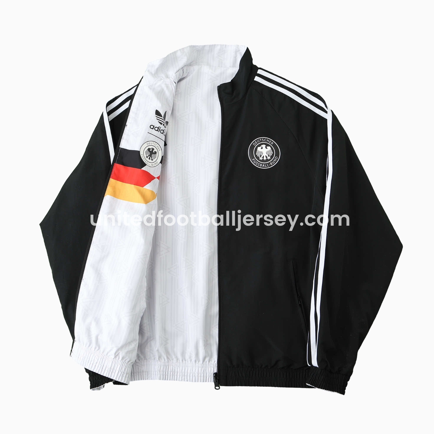 unitedfutballjersey-Retro Germany 1990 Double Sided Reversible Windbreaker - White & Black