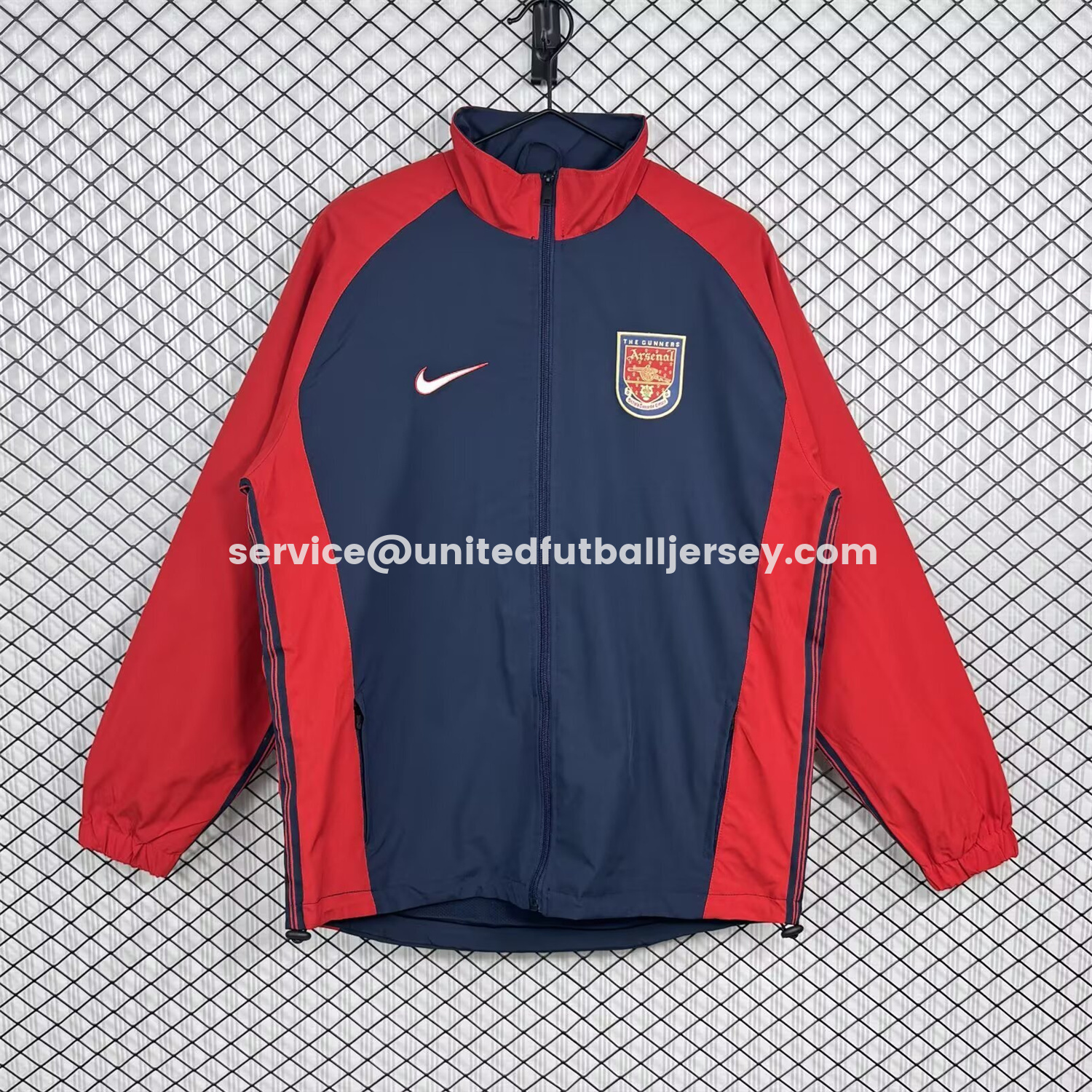 unitedfutballjersey-Retro Arsenal 1998-99 Home Windbreaker Jacket - Red And Dark Grey