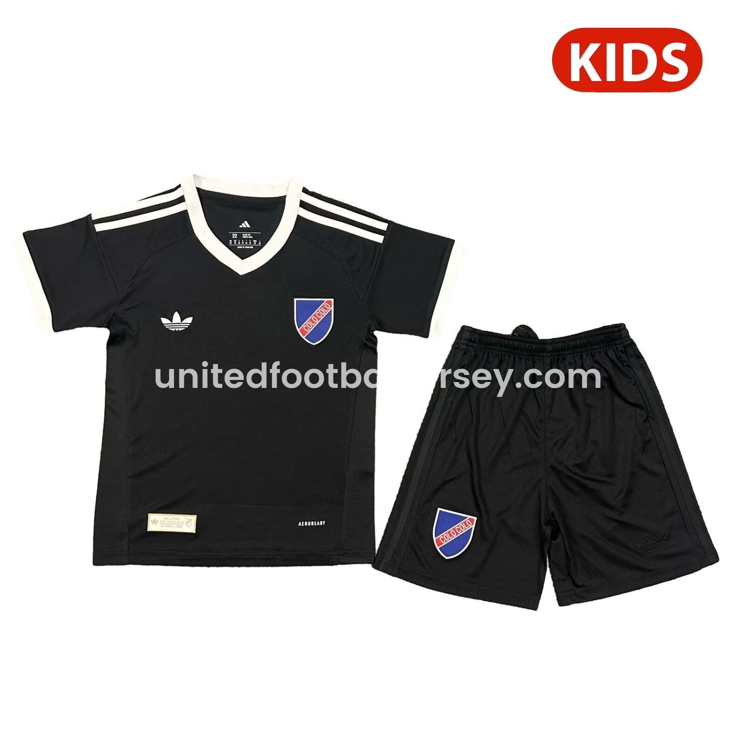 unitedfutballjersey-Colo Colo 25-26 100th Anniversary Black Goalkeeper Kids Kit