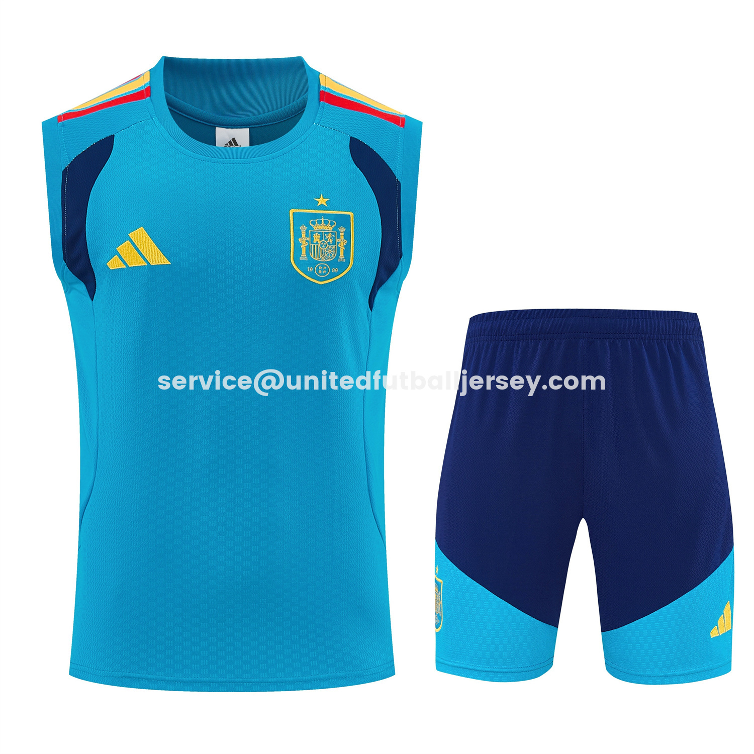 unitedfutballjersey-Spain 2026 Vest Training Set - Lake Blue Vest and Dark Blue Shorts
