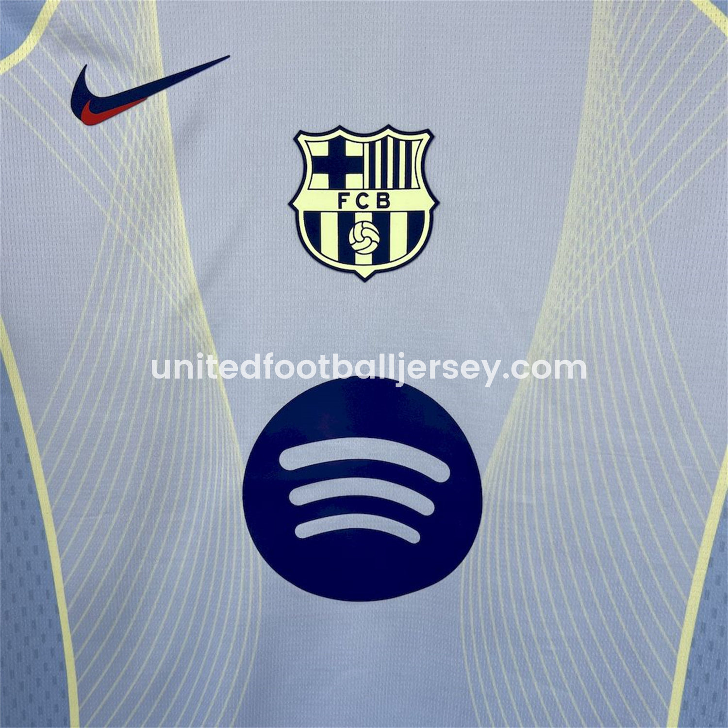 unitedfutballjersey-Barcelona 25-26 T90 Yellow Lines Light Blue Special Jersey - Fans Version